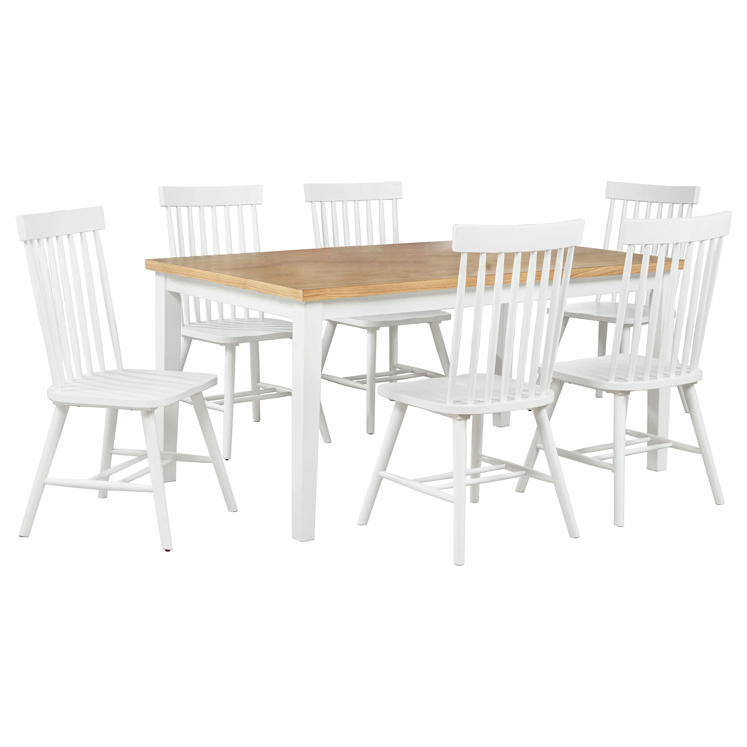 Andrews White/Light Ash 7-piece Rectangular Dining Set - Image 2
