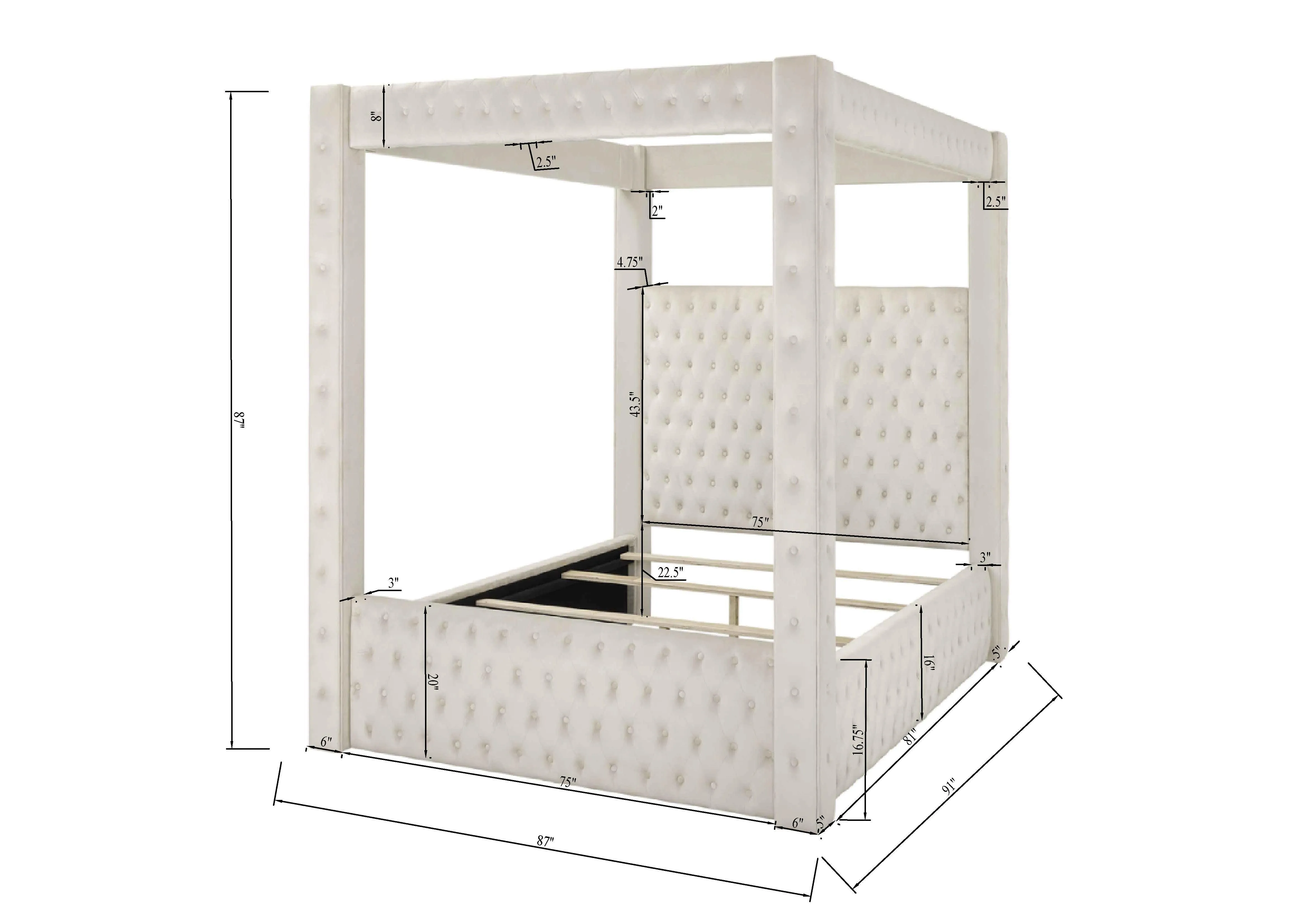 Annabelle Black Velvet King Canopy Bed - Image 6