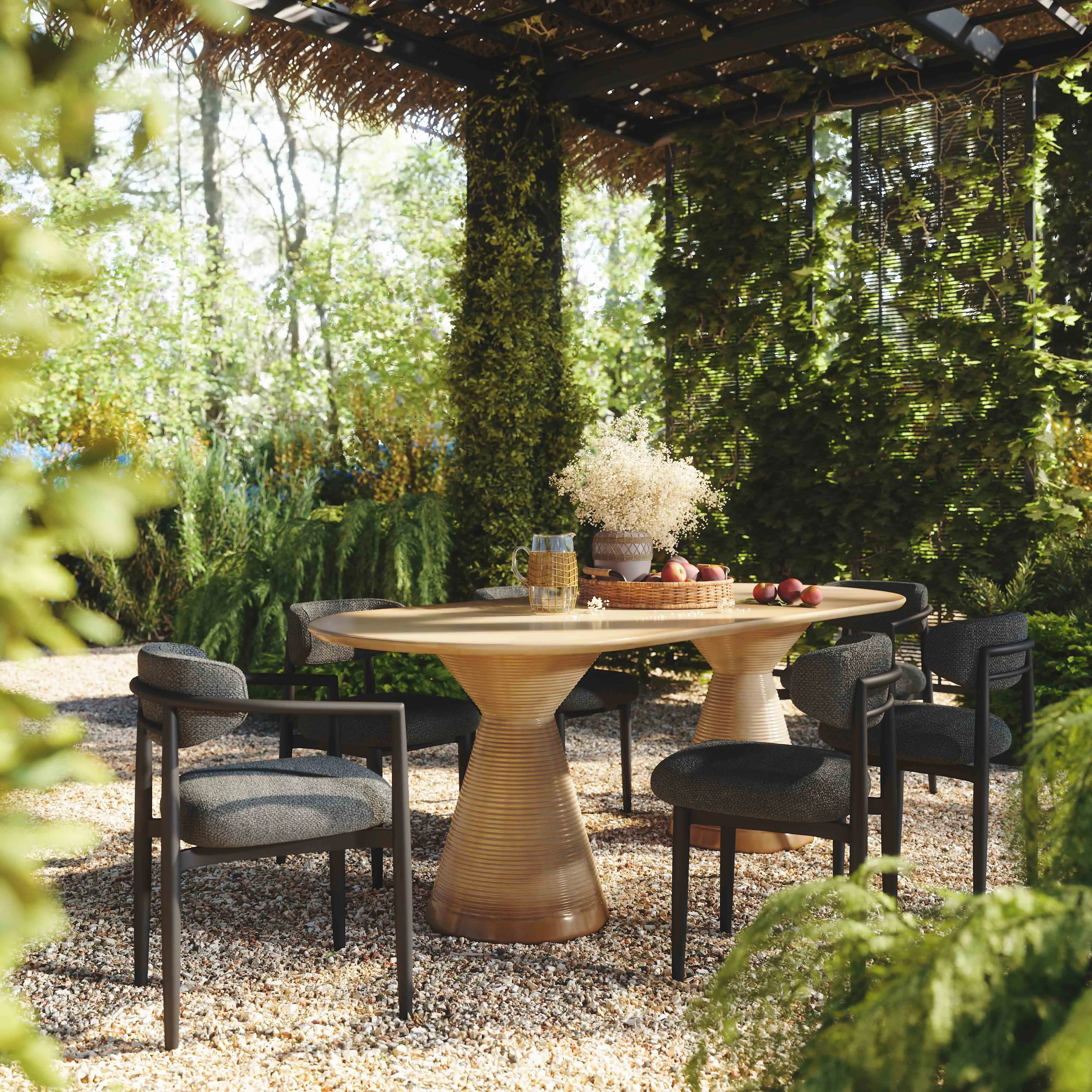 Annika Textured Outdoor Dining Arm Chair - Image 9