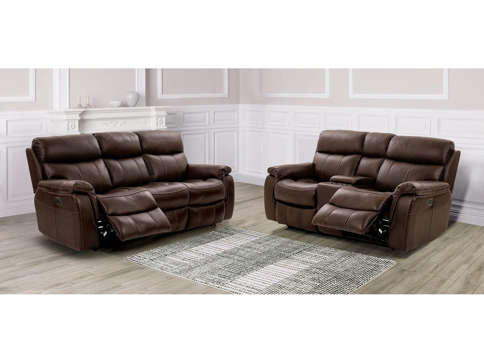 Antenor Brown Top Grain Leather Match Power Reclining Sofa & Loveseat