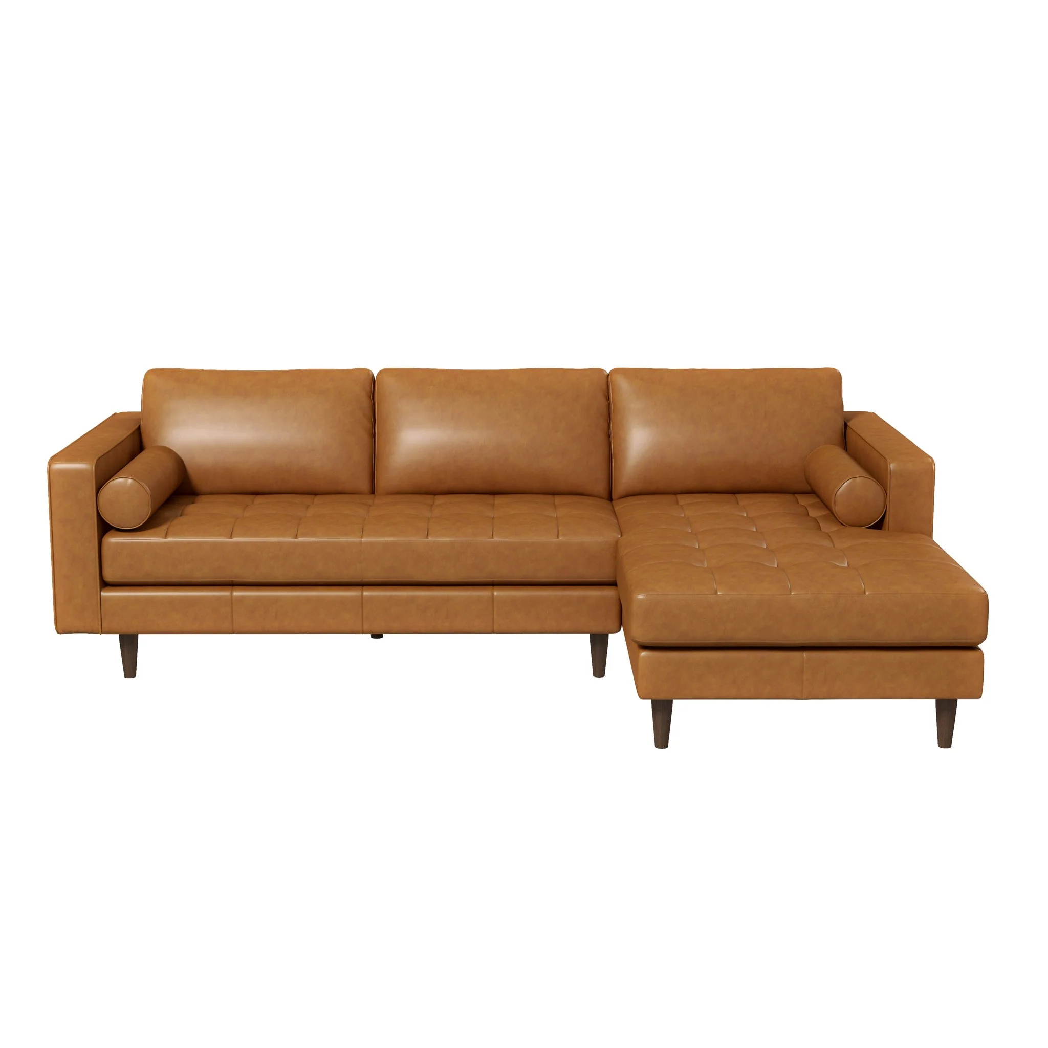 Anthony Genuine Tan Leather Right-Facing Sectional Sofa - Image 2