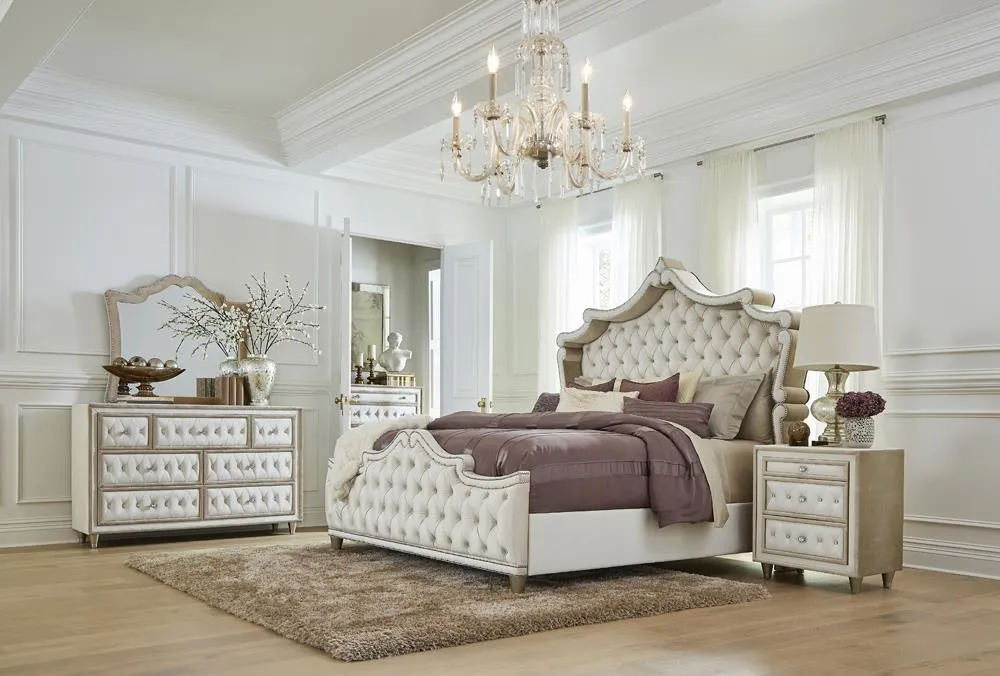 Antonella Ivory and Camel Upholstered 7-Drawer Dresser - Image 4