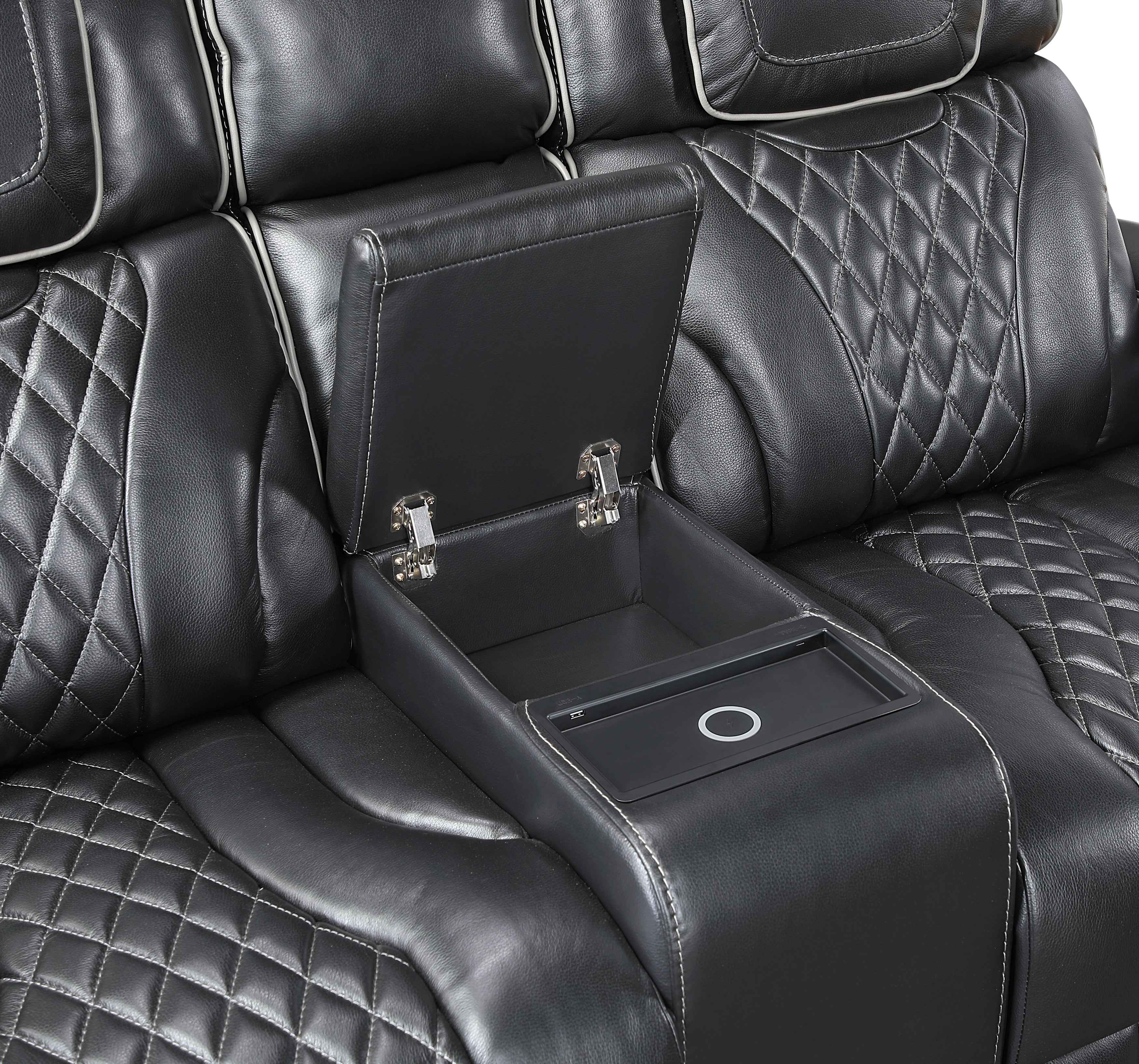 Apex Black Leather Power Double Reclining Loveseat - Image 6