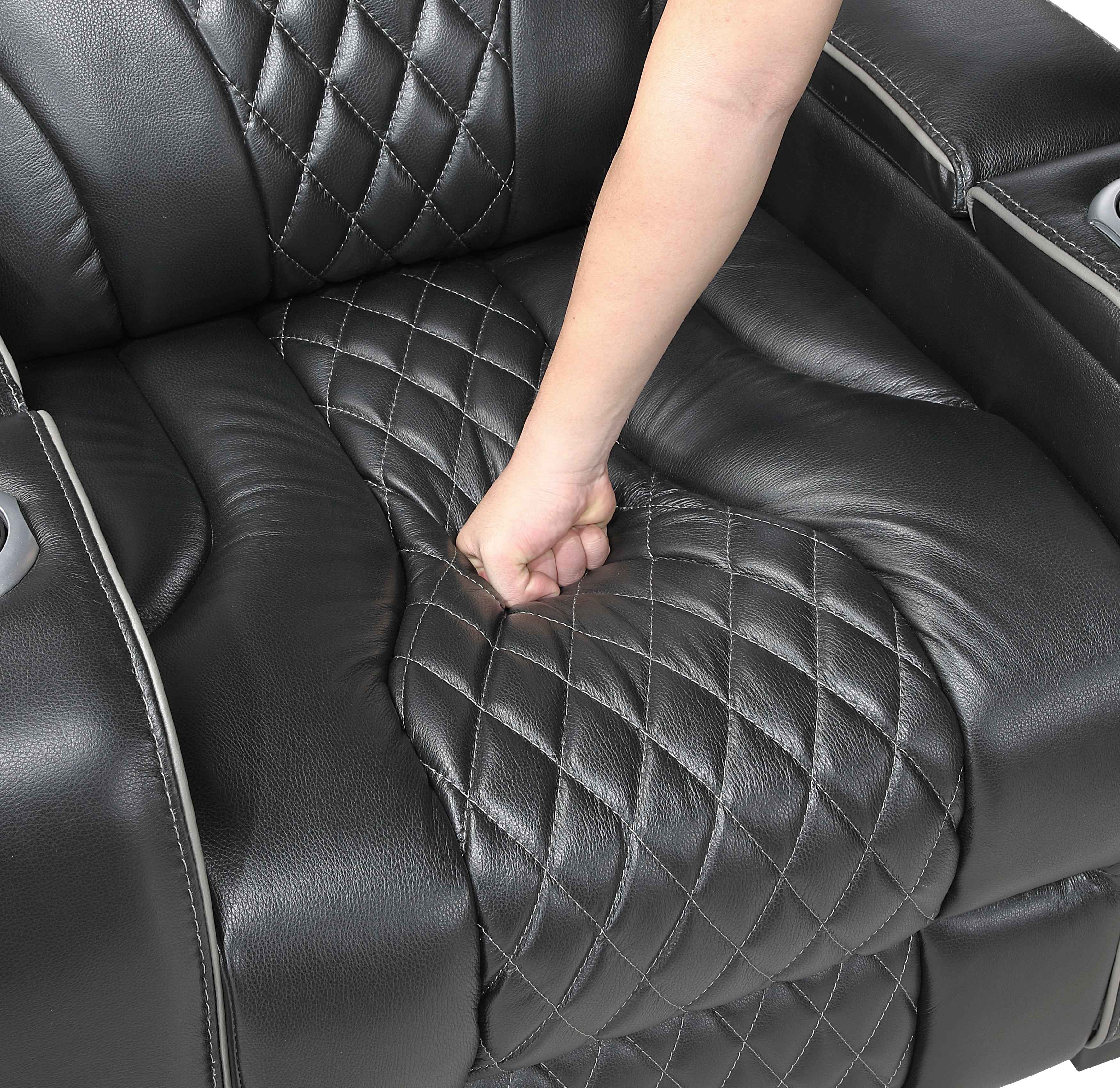 Apex Black Leather Power Double Reclining Sofa - Image 11
