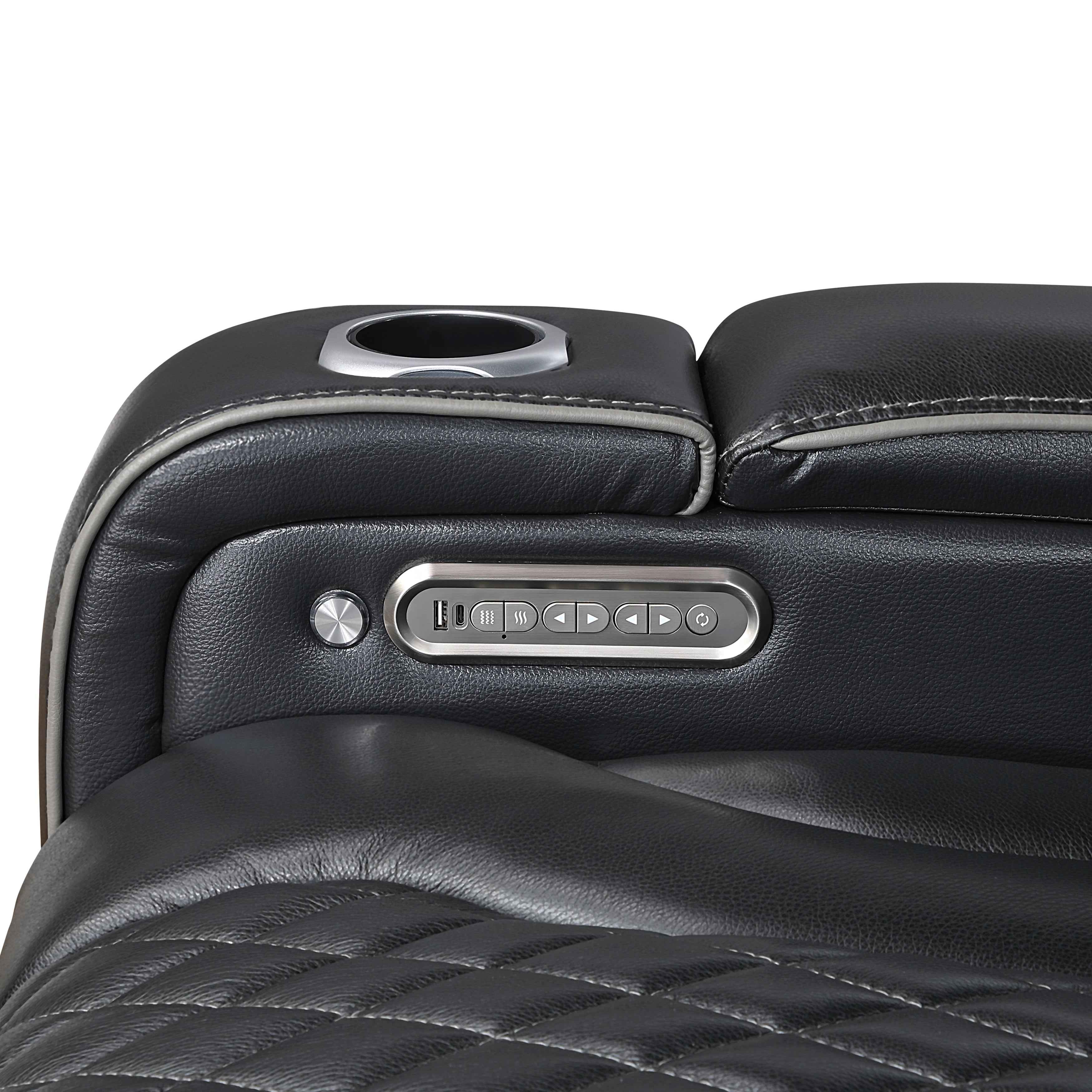 Apex Black Leather Power Double Reclining Sofa - Image 13