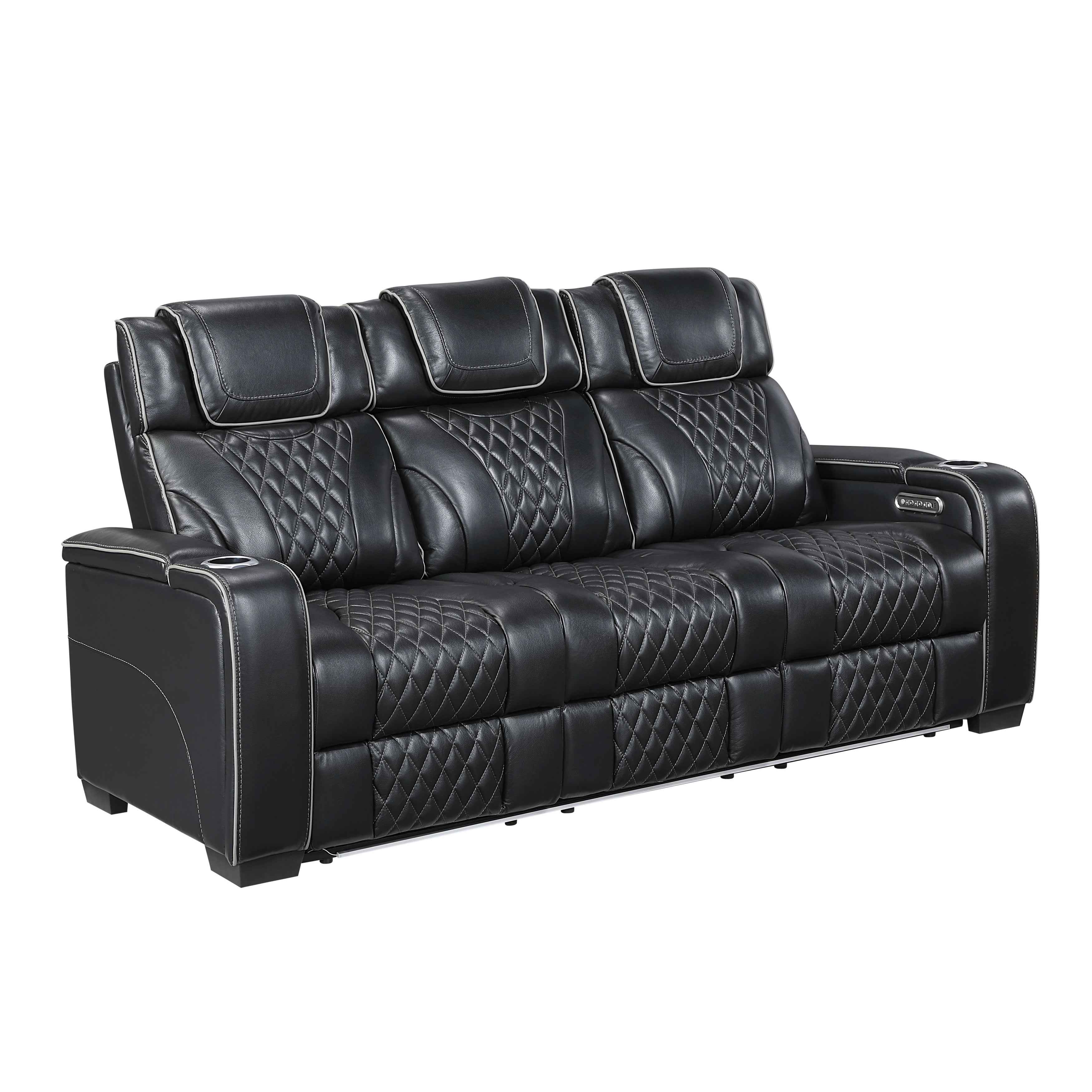 Apex Black Leather Power Reclining Living Room Set - Image 3
