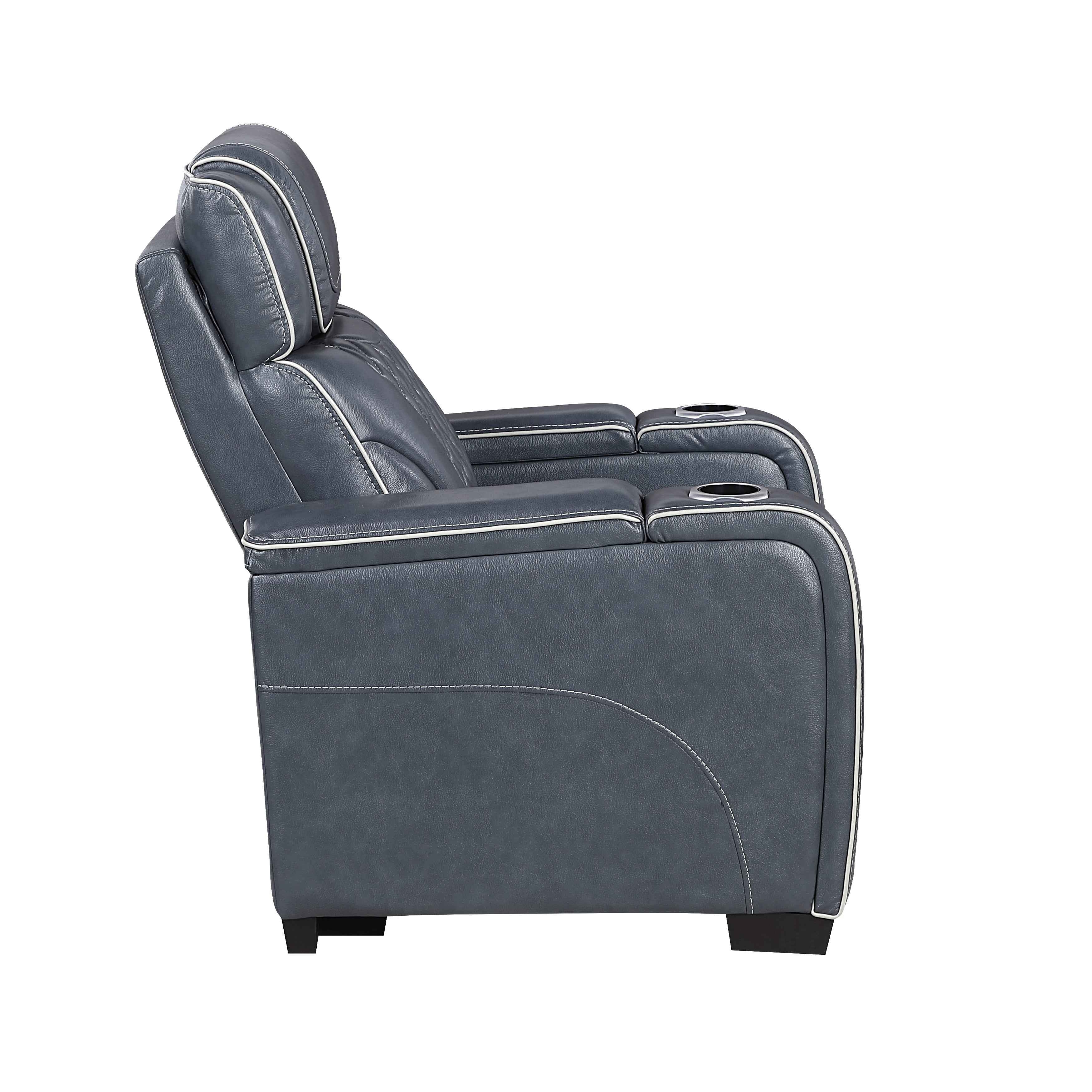 Apex Blue 3-Piece Leather Power Reclining Living Room Sets - Image 19