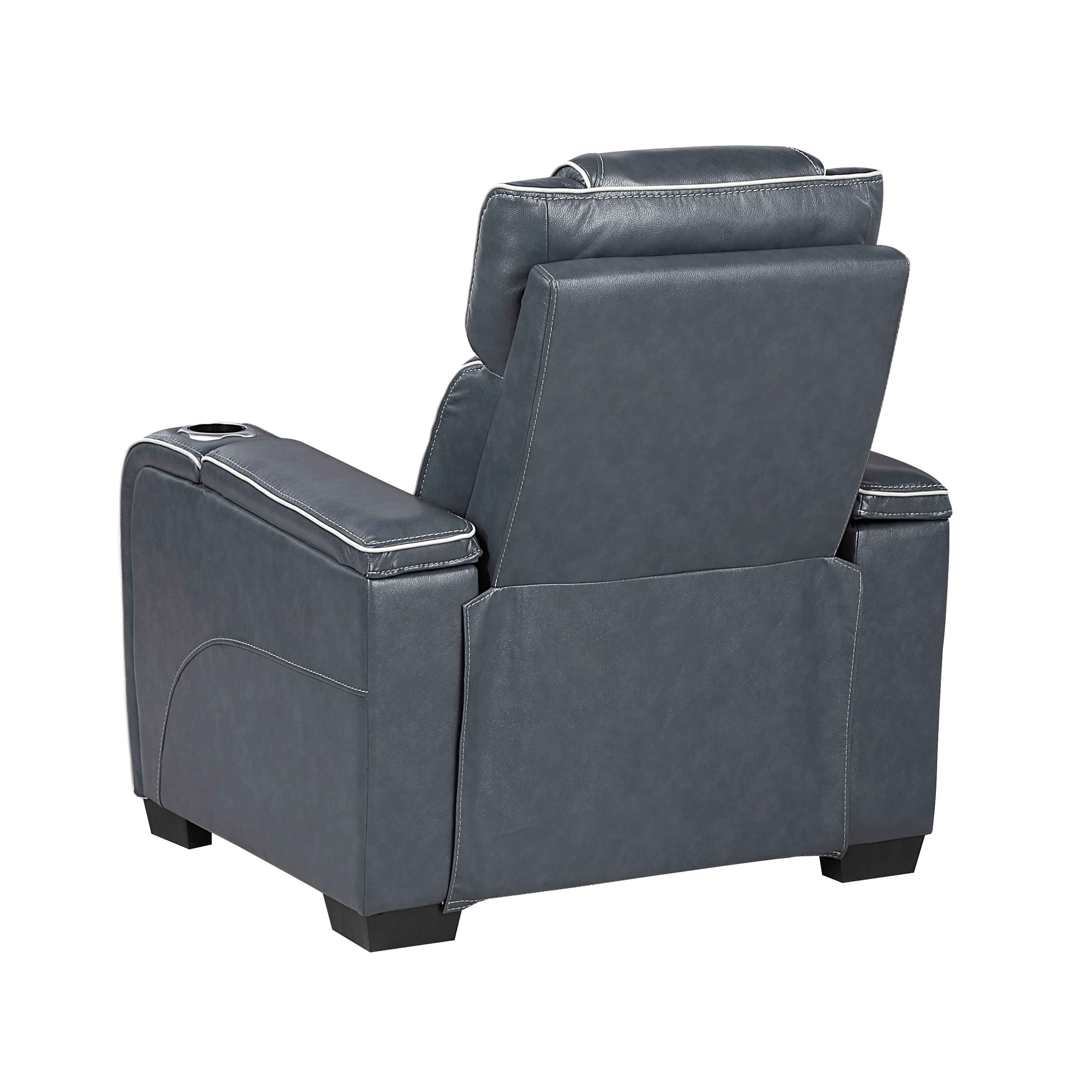 Apex Blue 3-Piece Leather Power Reclining Living Room Sets - Image 20