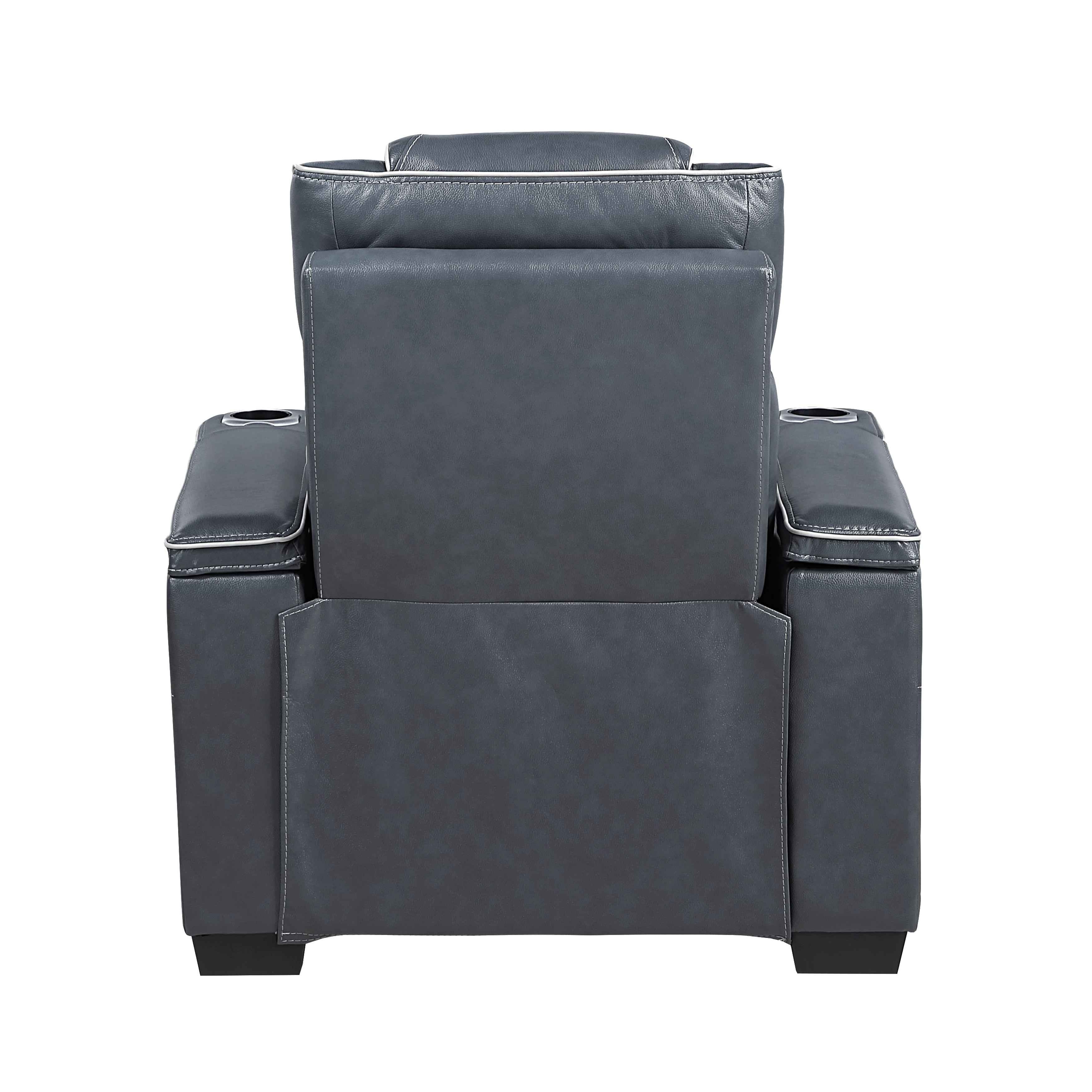 Apex Blue 3-Piece Leather Power Reclining Living Room Sets - Image 21