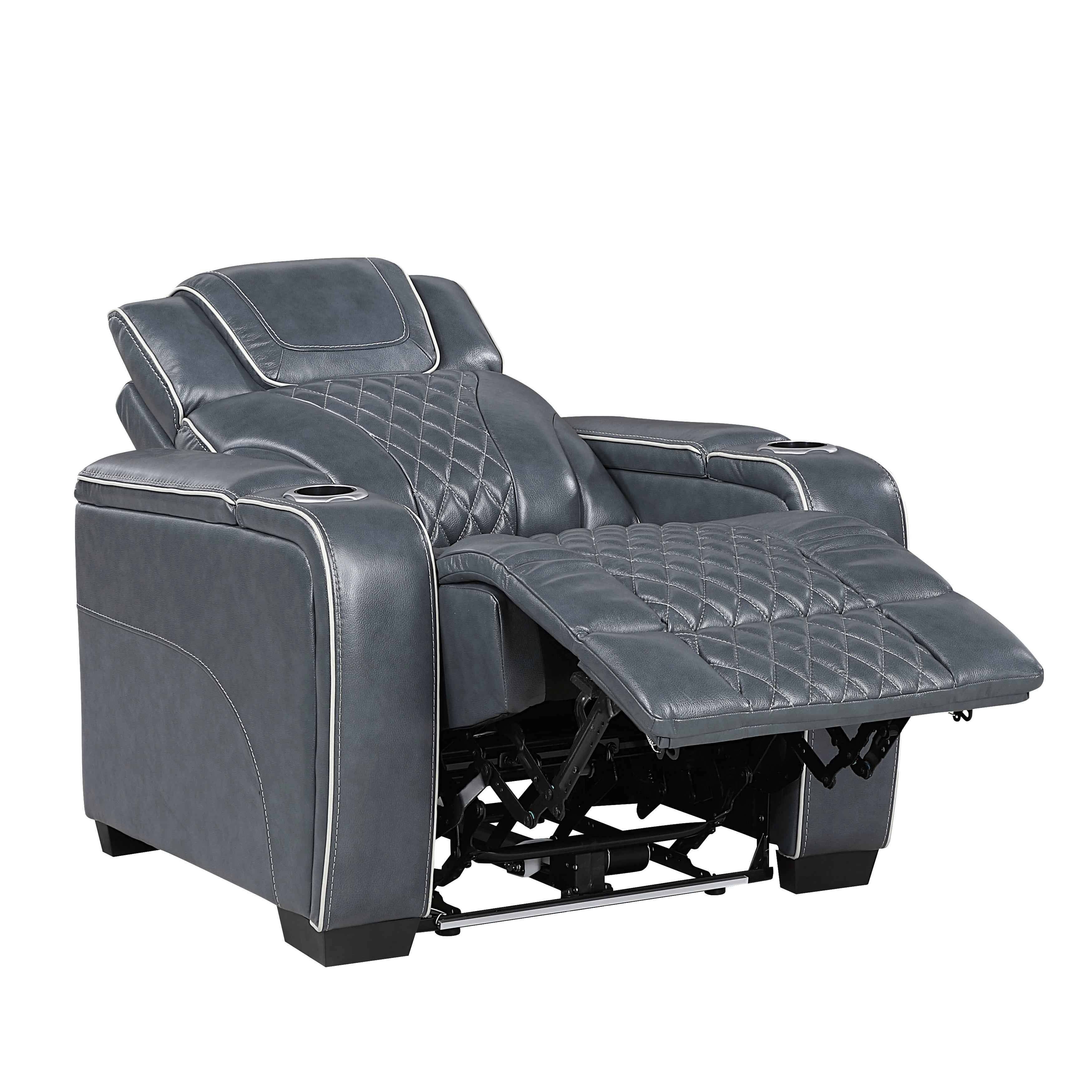 Apex Blue 3-Piece Leather Power Reclining Living Room Sets - Image 24