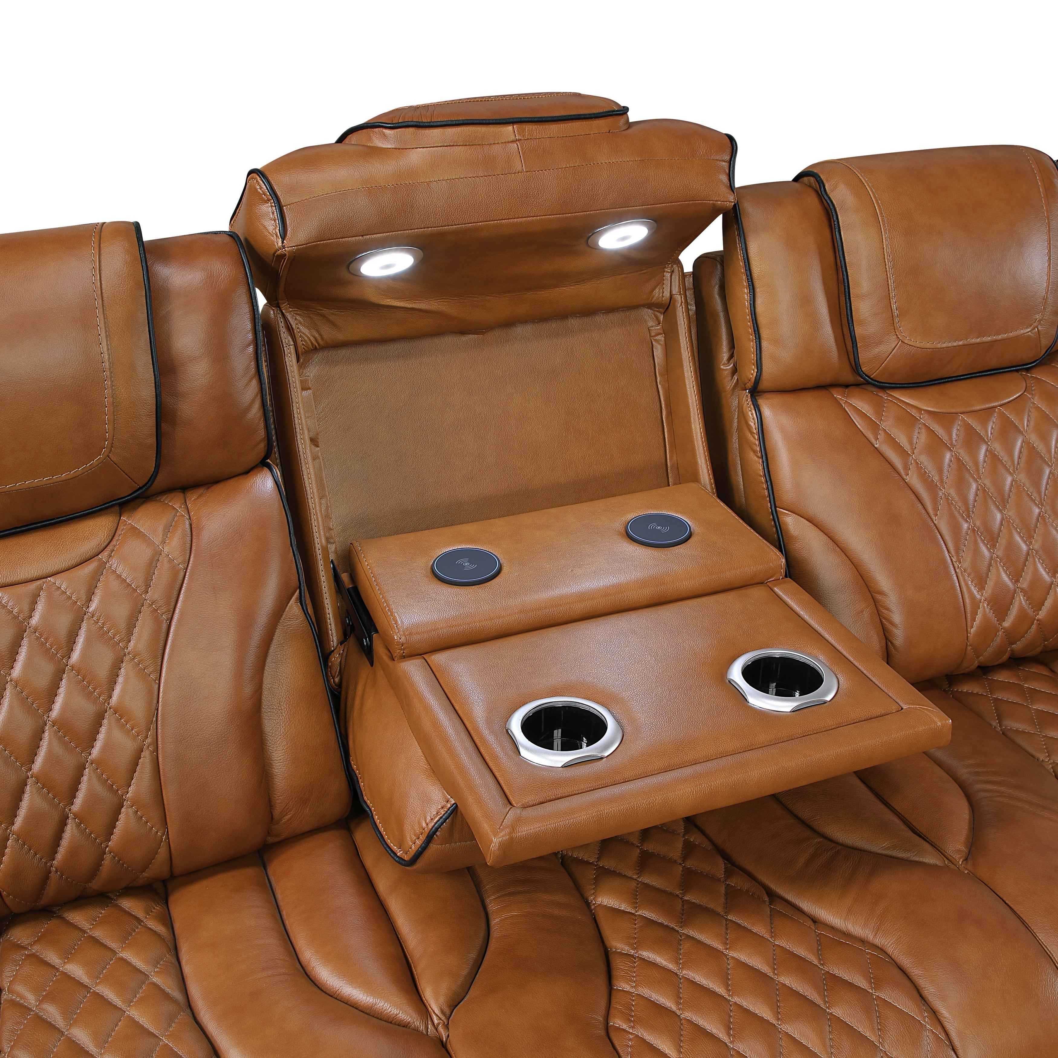 Apex Brown 3-Piece Leather Power Reclining Living Room Set - Image 7