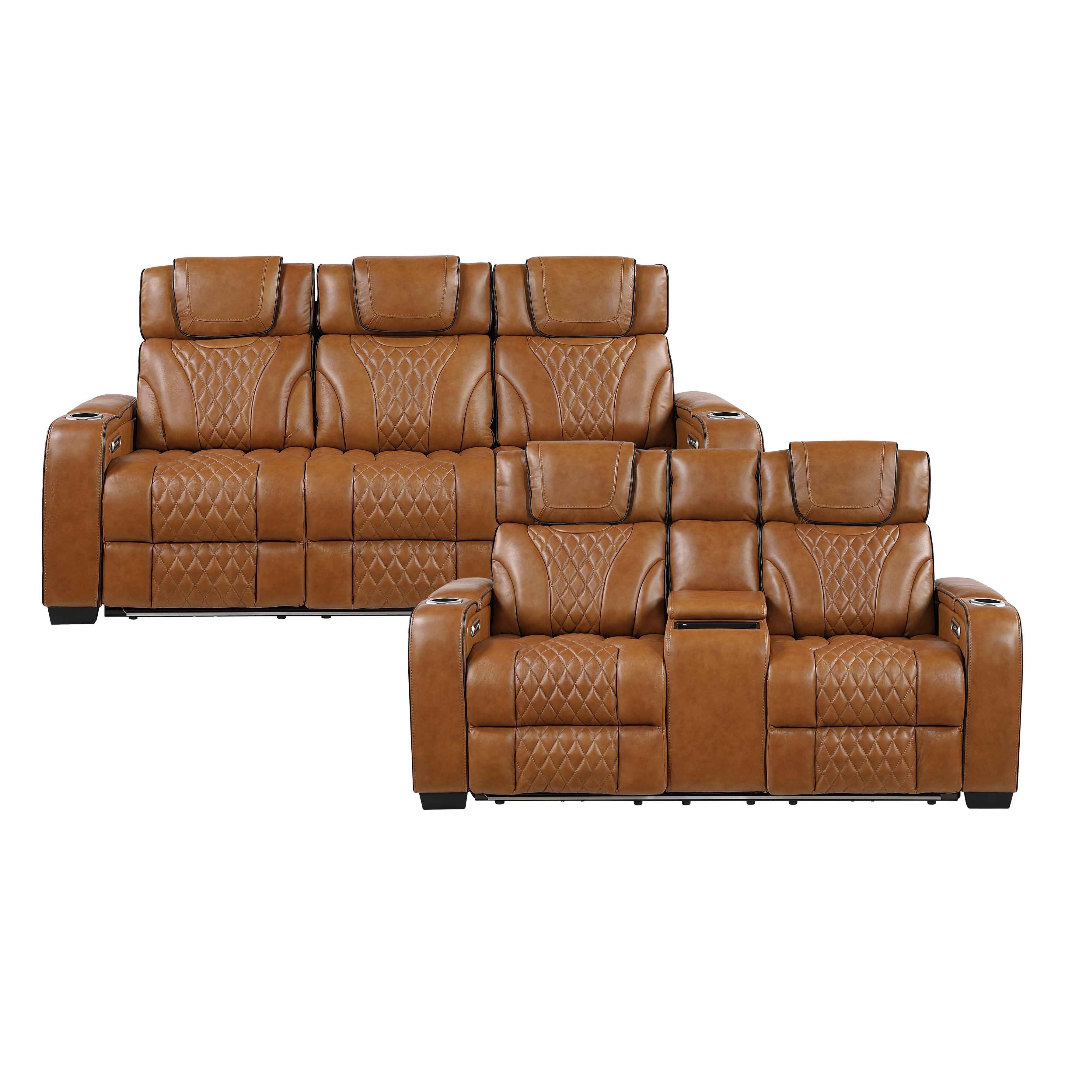 Apex Brown Leather Power Double Reclining Loveseat - Image 17