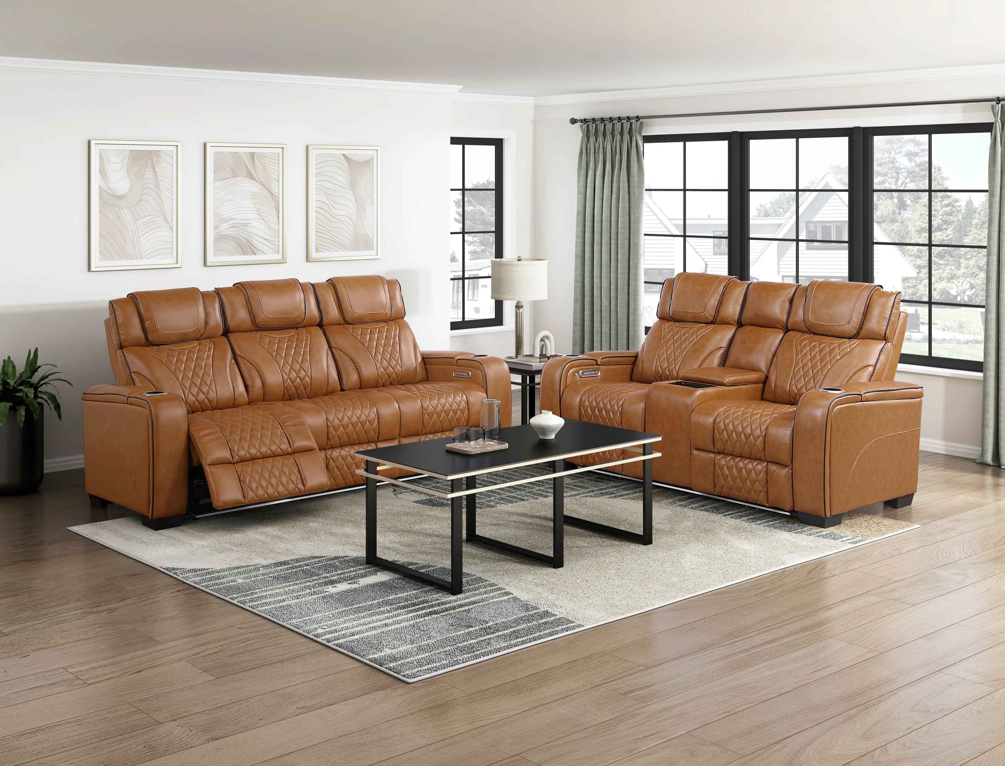 Apex Brown Leather Power Double Reclining Sofa - Image 14