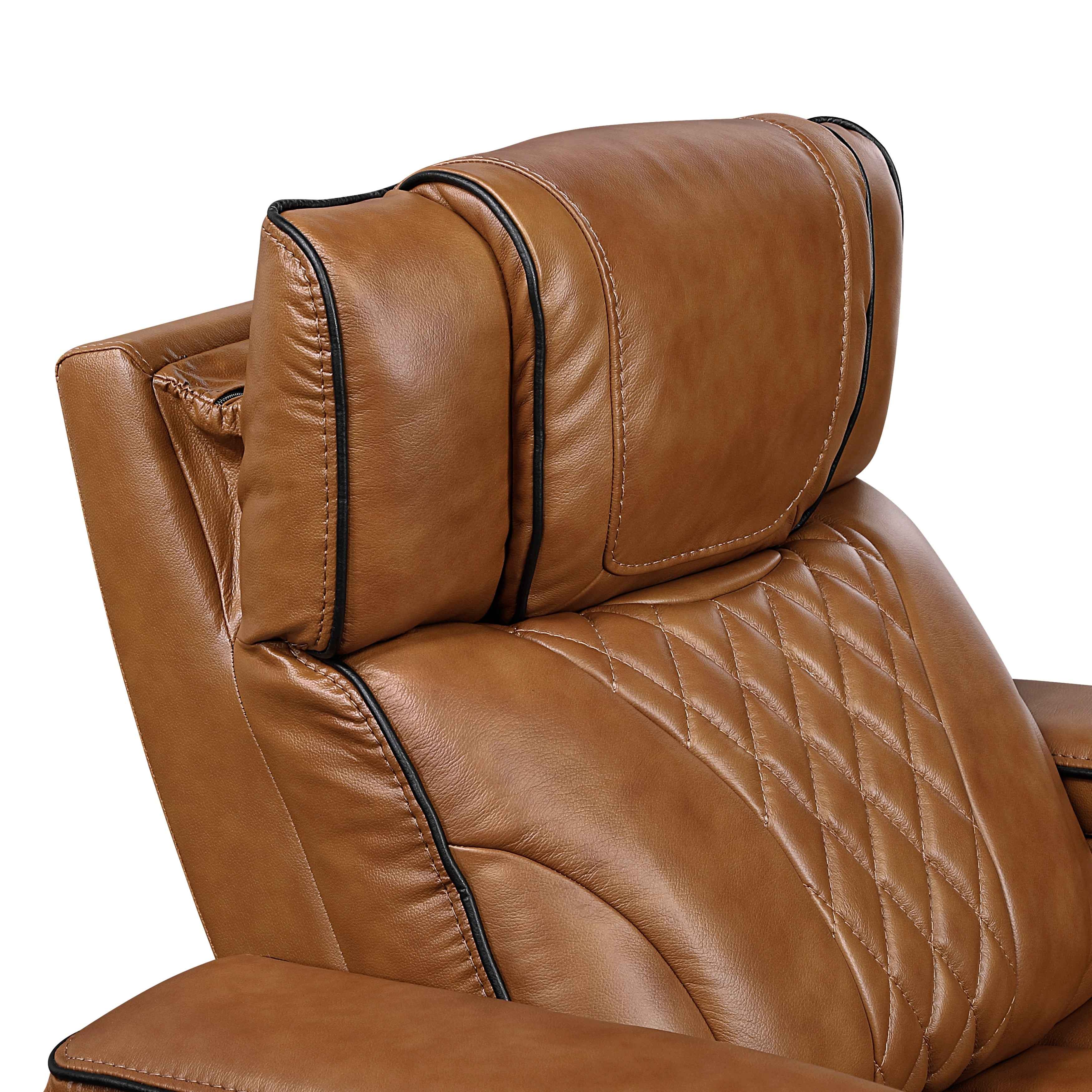 Apex Brown Leather Power Reclining Chair - Image 12