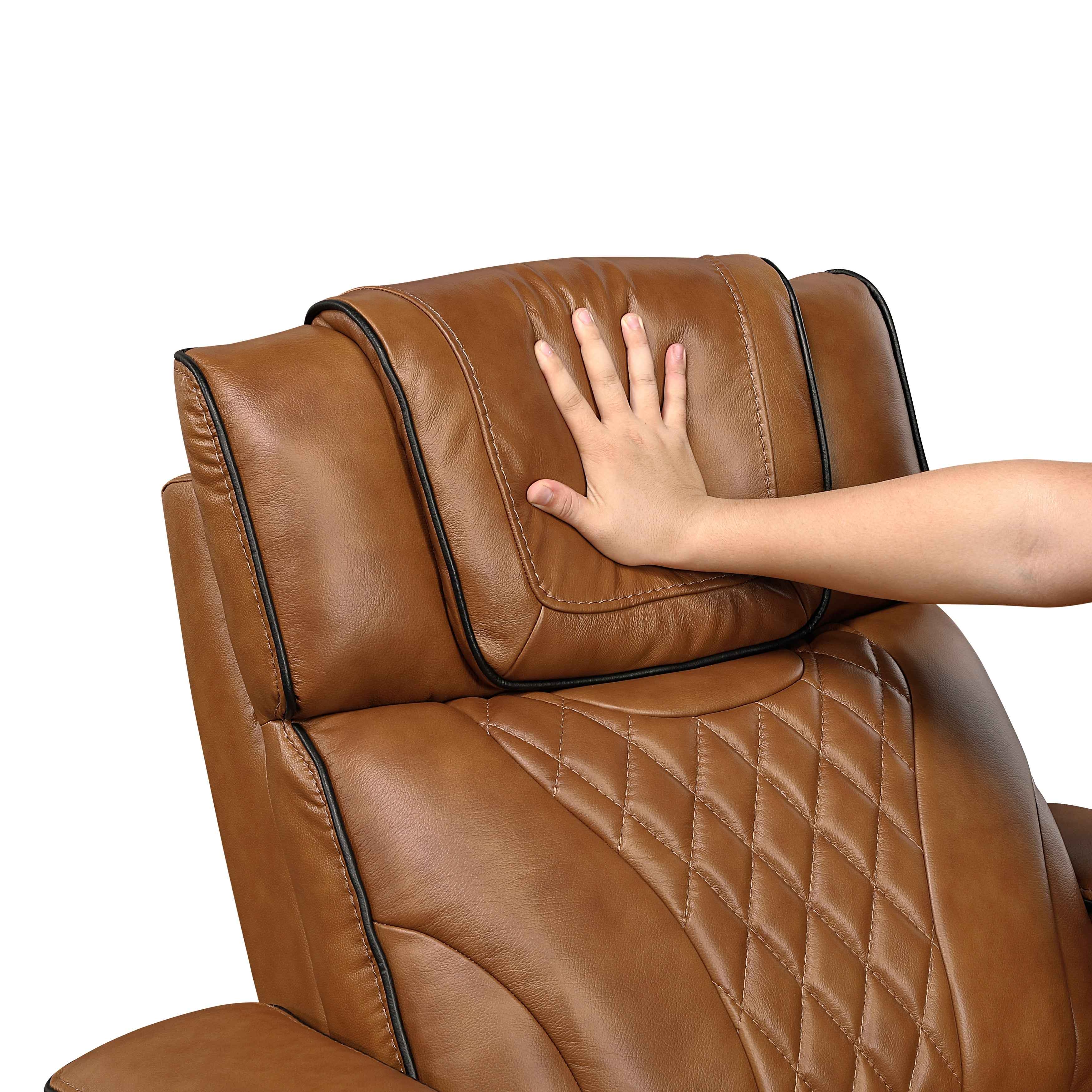 Apex Brown Leather Power Reclining Chair - Image 14