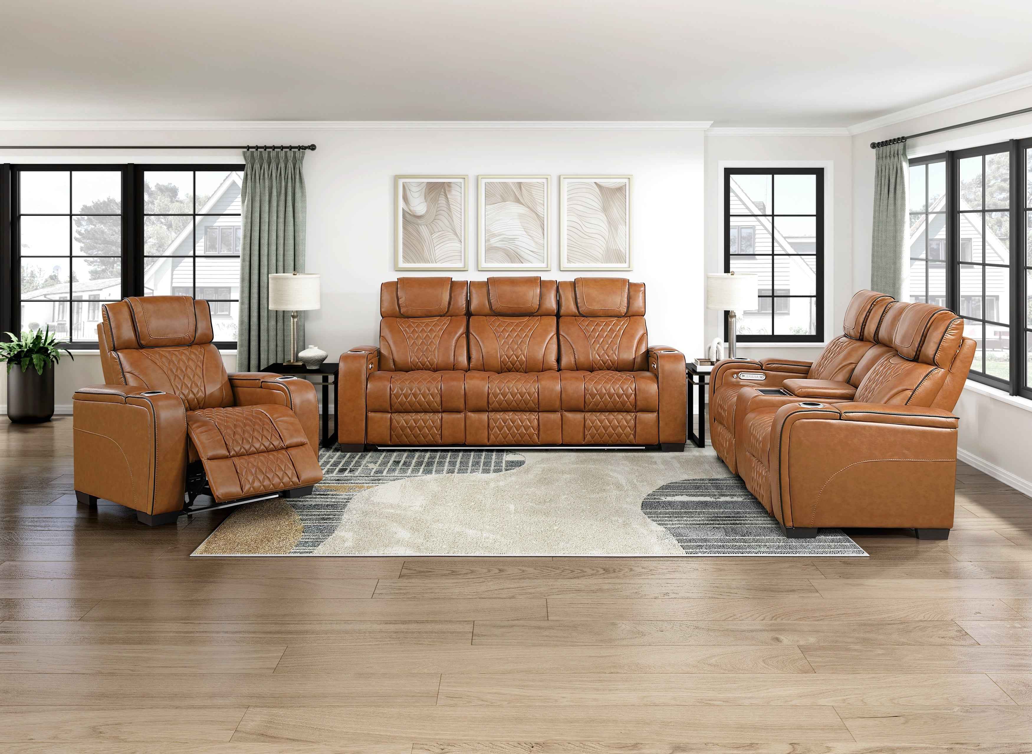 Apex Brown Leather Power Reclining Chair - Image 17