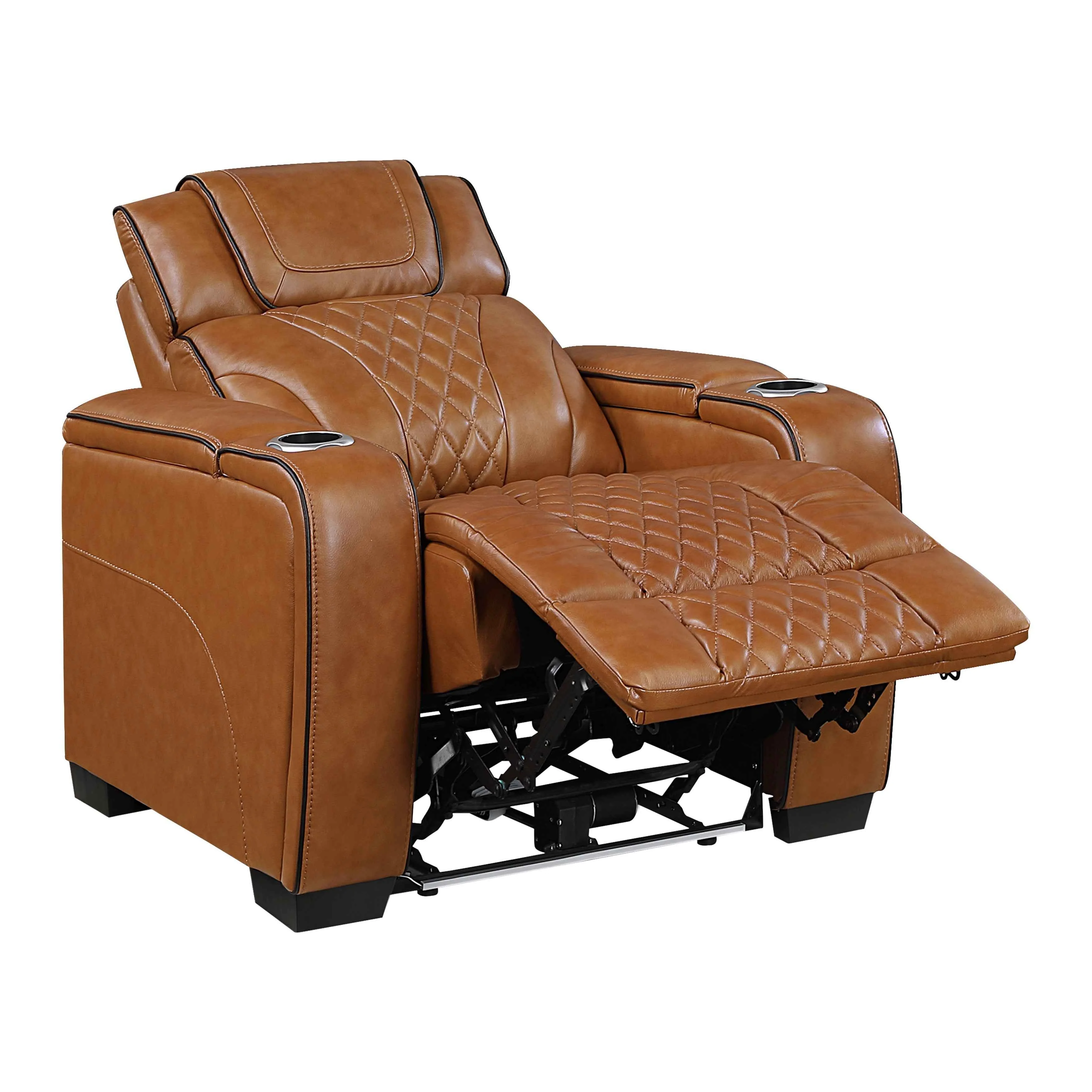 Apex Brown Leather Power Reclining Chair - Image 8