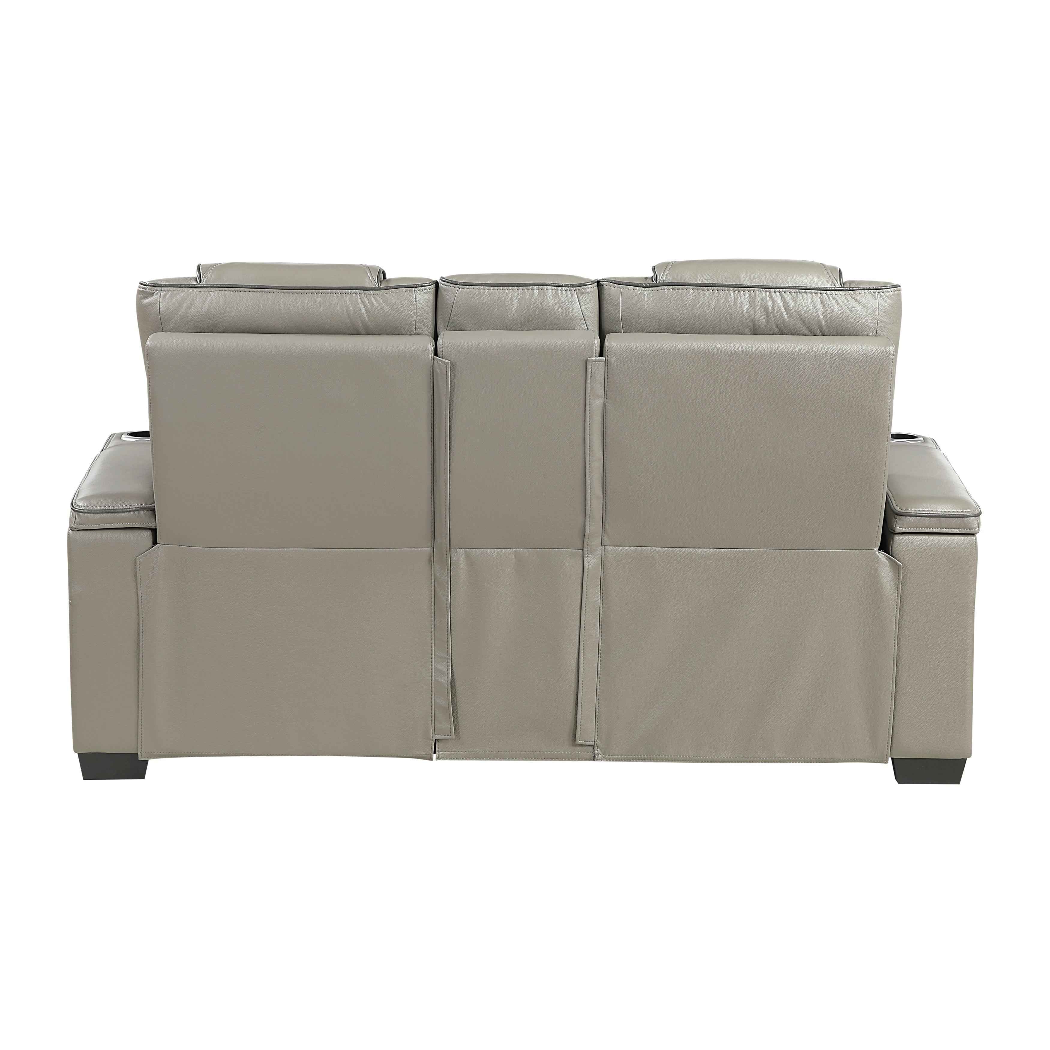Apex Gray Leather Power Double Reclining Loveseat - Image 4