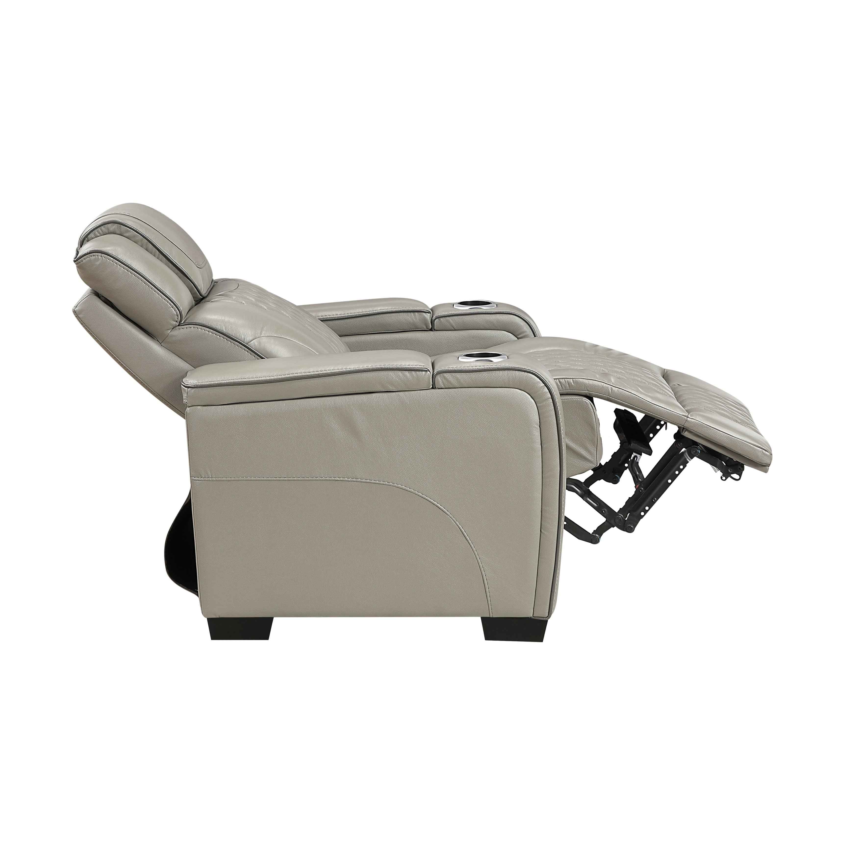 Apex Gray Leather Power Reclining Living Room Set - Image 25