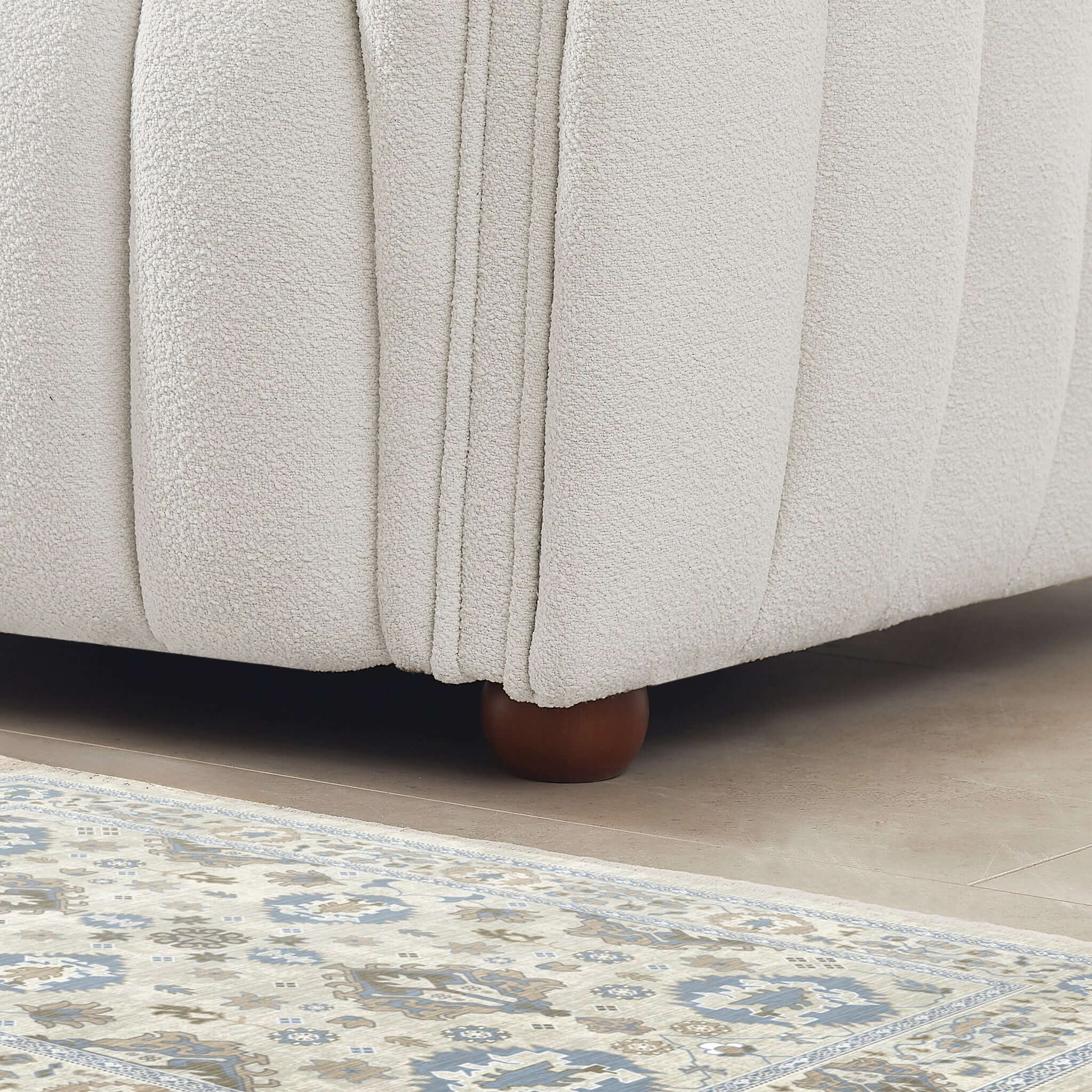 April Mid Century Modern Luxury Tight Back Beige Boucle Couch - Image 2