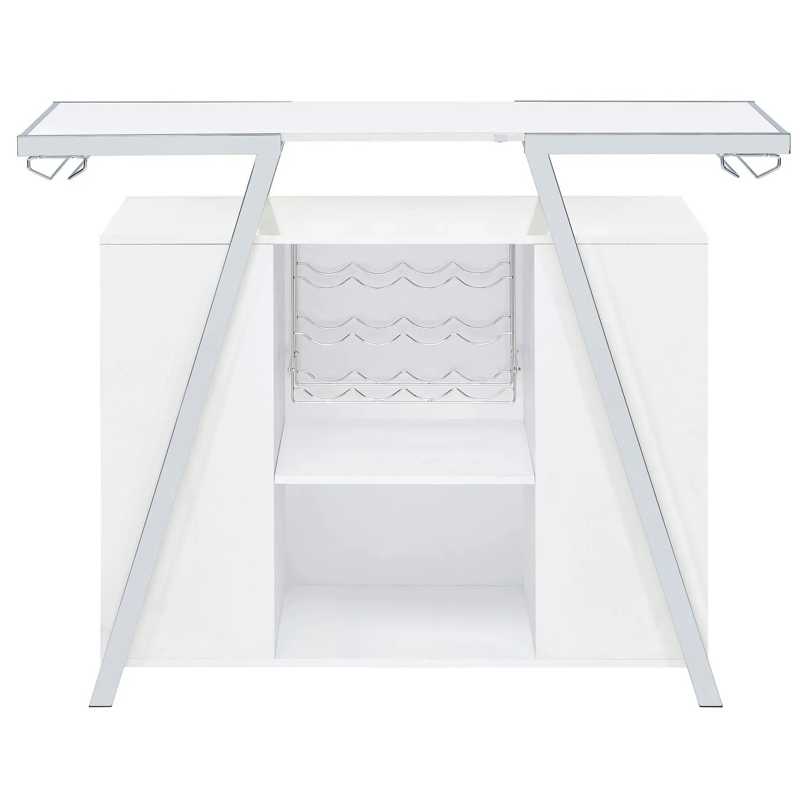 Araceli White Home Bar Wine Cabinet High Gloss and Chrome - Image 14
