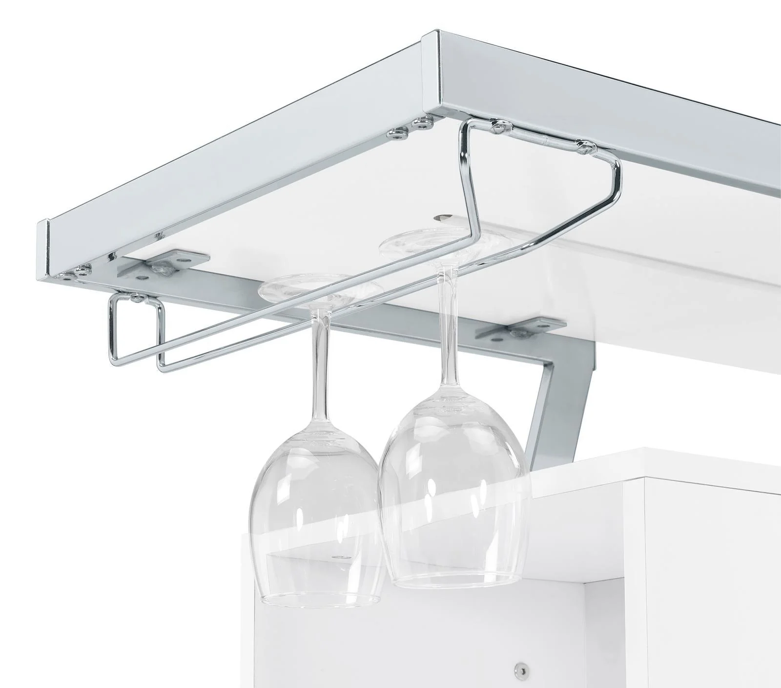 Araceli White Home Bar Wine Cabinet High Gloss and Chrome - Image 16