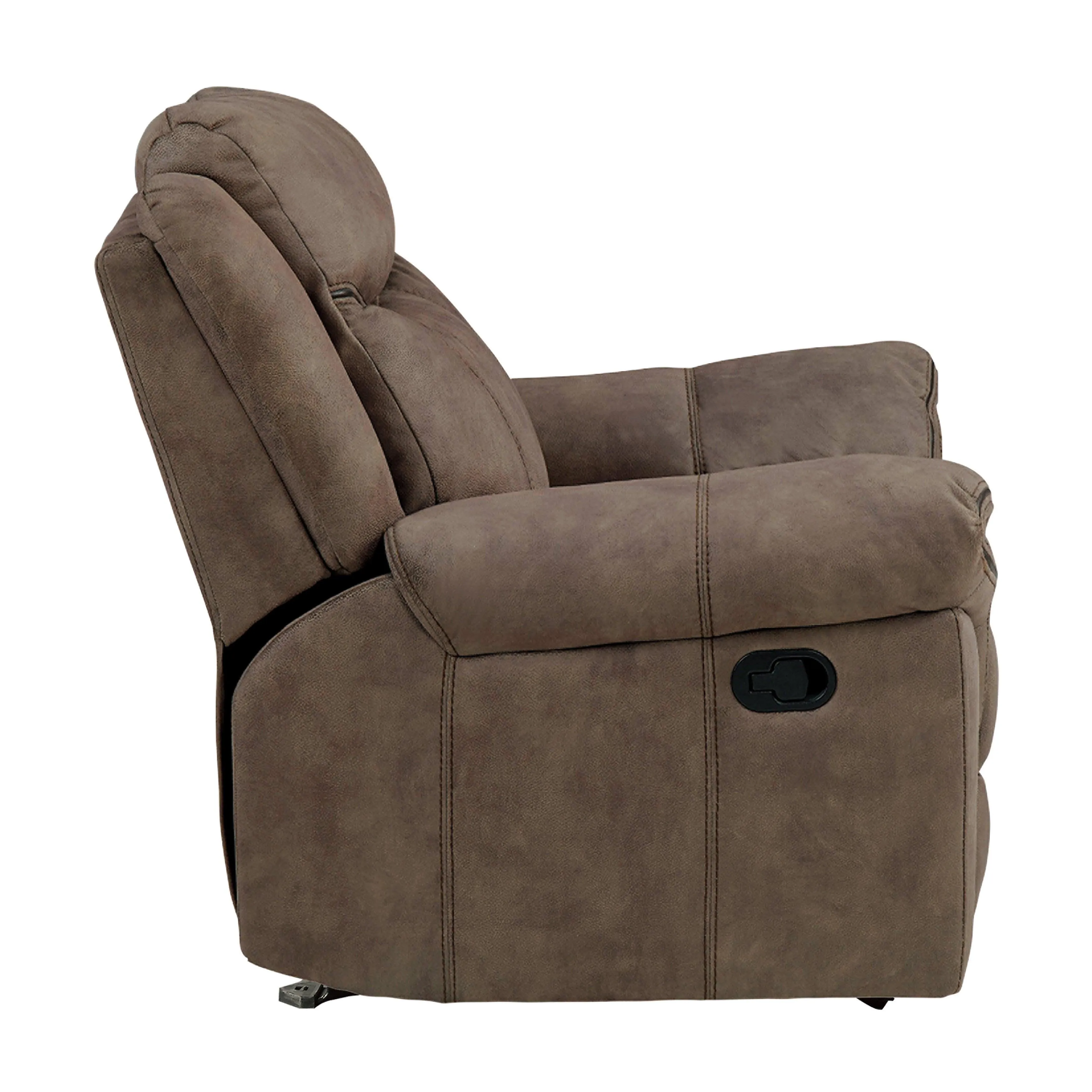 Aram Brown Fabric Glider Reclining Chair - Image 4