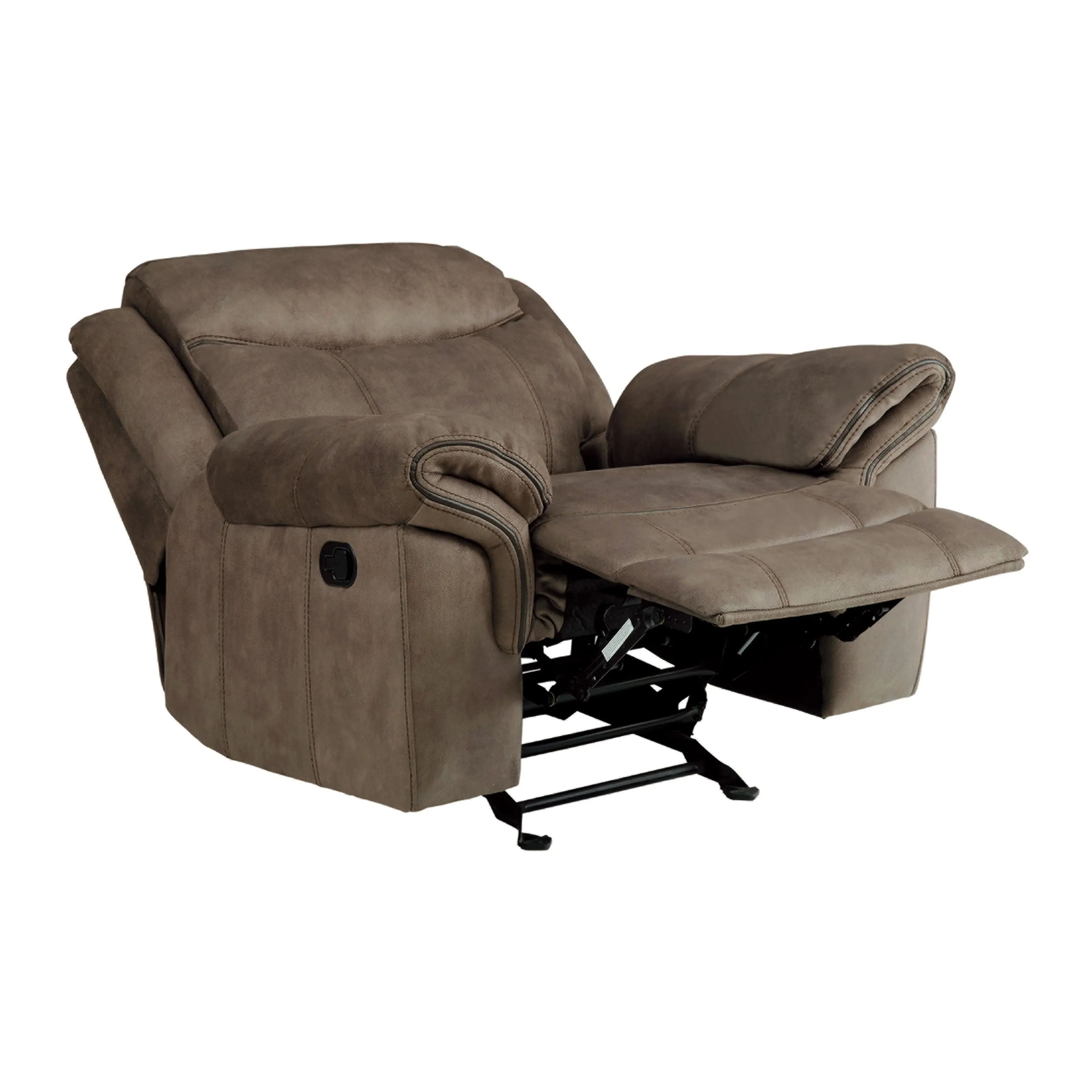 Aram Brown Fabric Glider Reclining Chair - Image 6