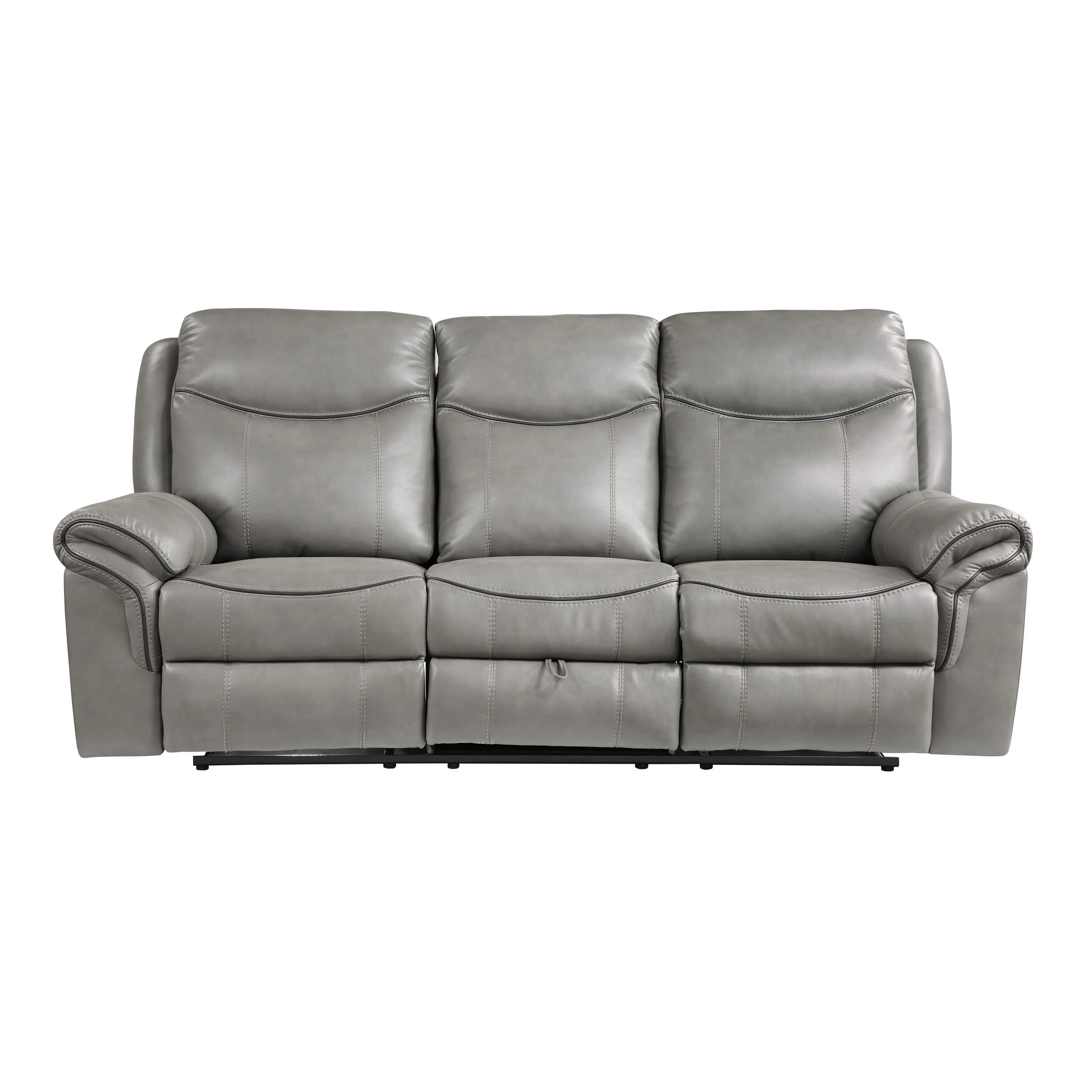 Aram Gray Faux Leather Double Reclining Sofa
