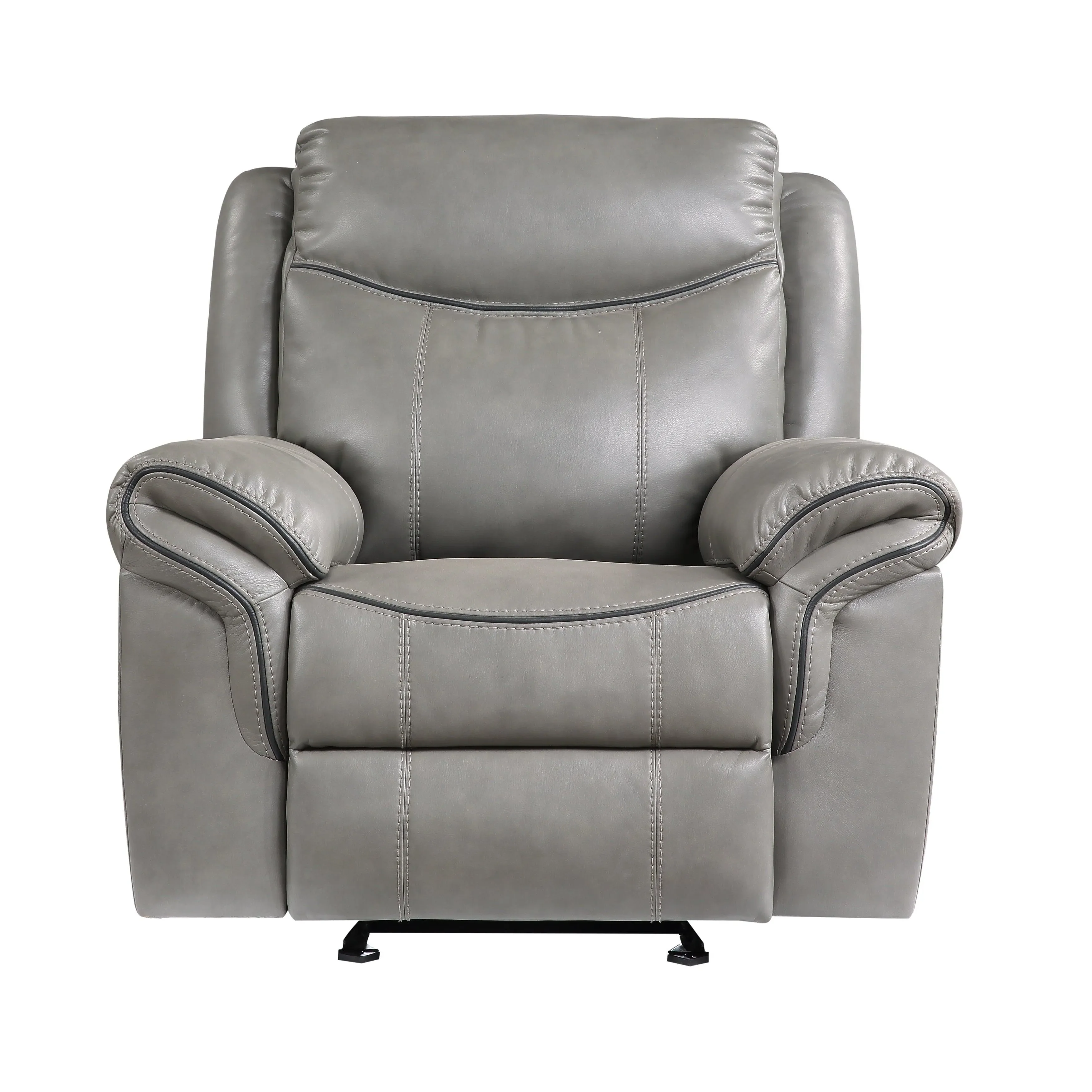 Aram Gray Faux Leather Glider Reclining Chair - Image 8