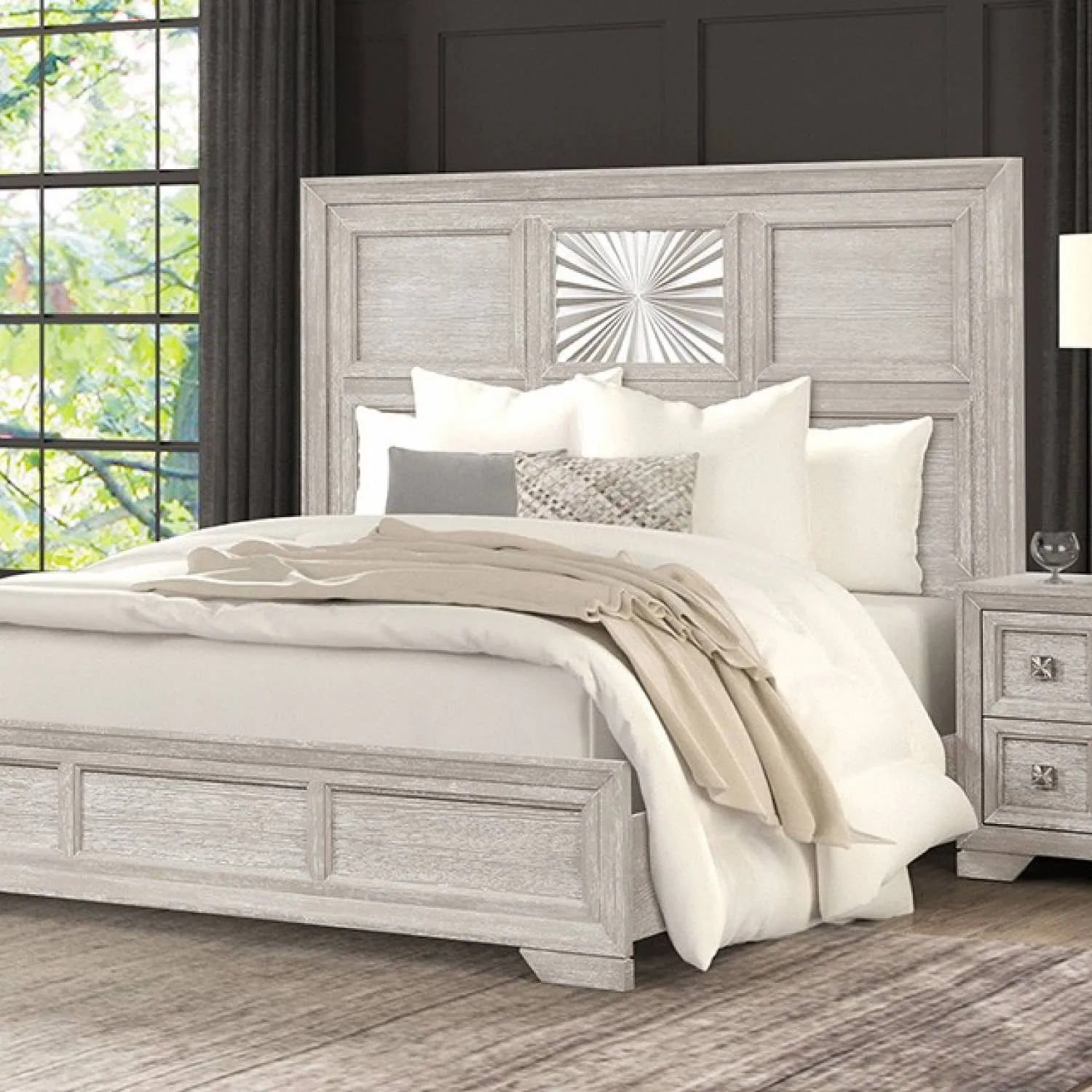 Argenthart Light Gray 4-Piece Queen Bedroom Set - Image 2