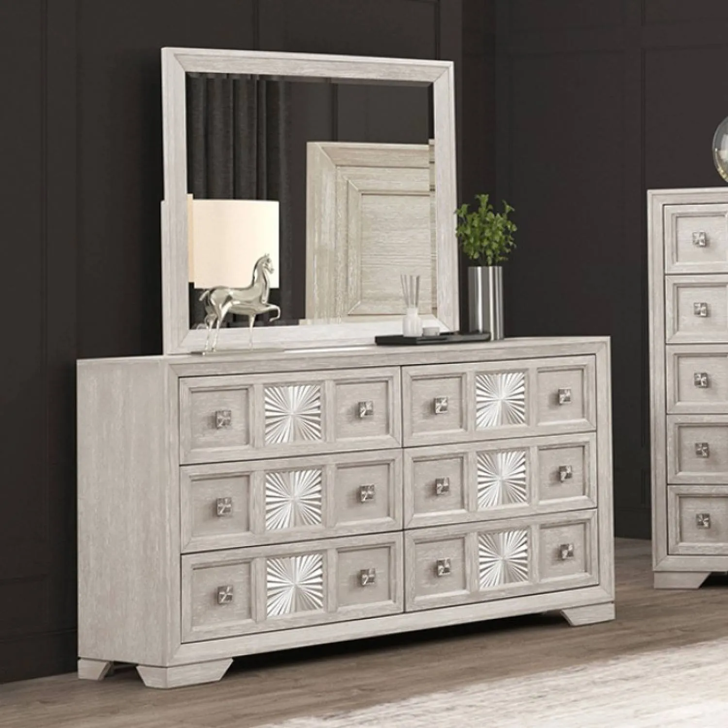 Argenthart Light Gray 4-Piece Queen Bedroom Set - Image 4