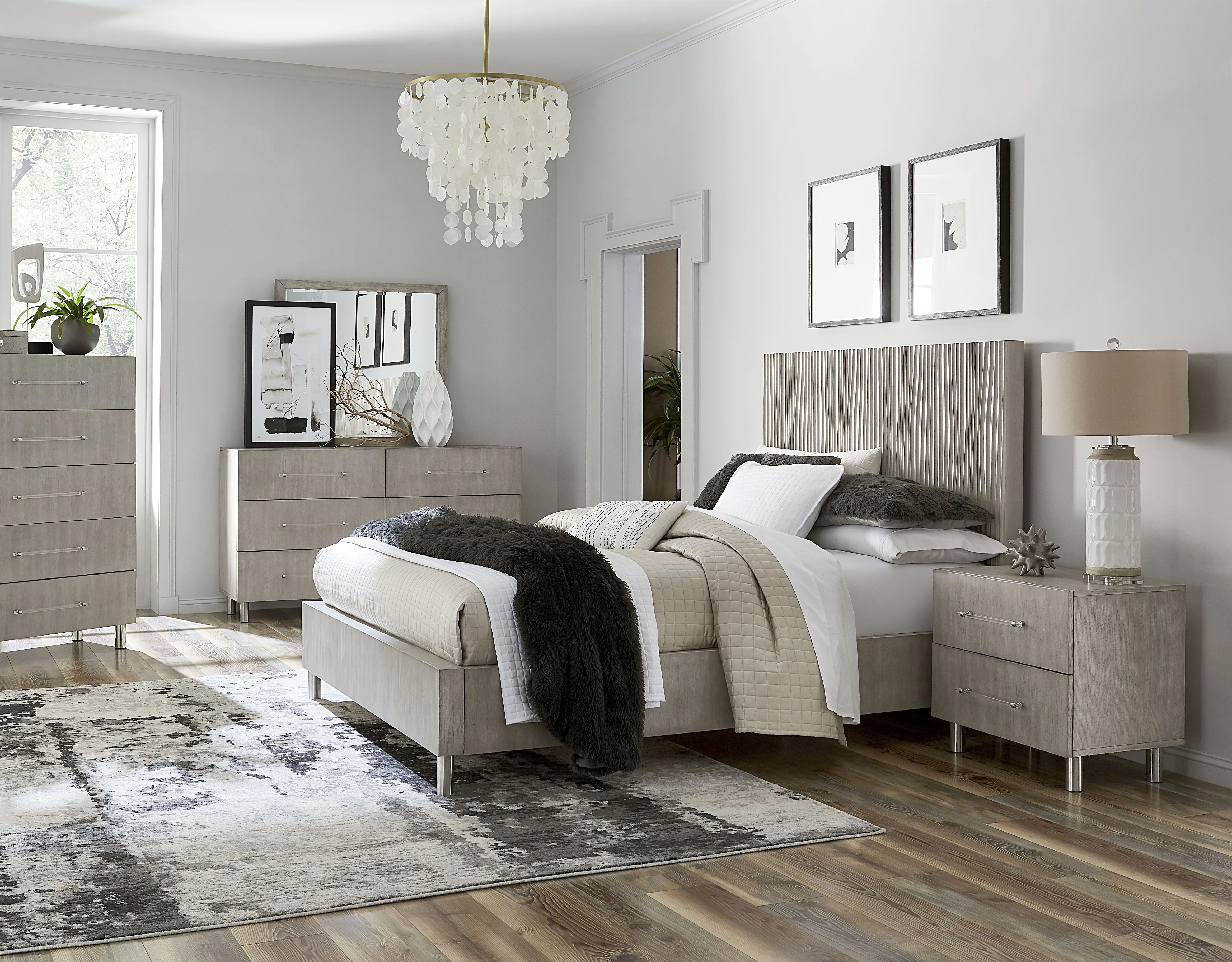 Argento Wave-Patterned Eastern King Bed in Misty Grey - Image 2