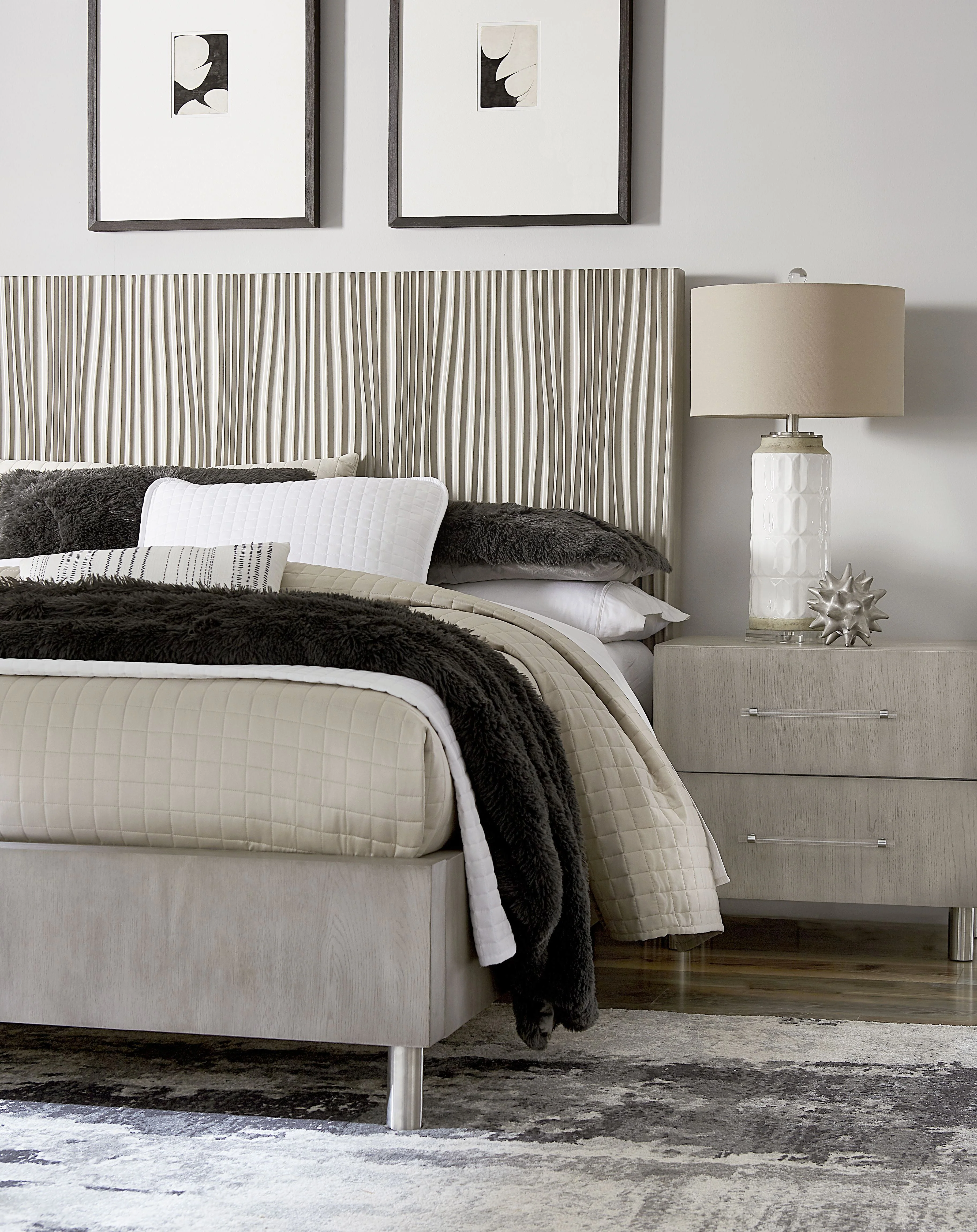 Argento Wave-Patterned Full Bed in Misty Grey - Image 3