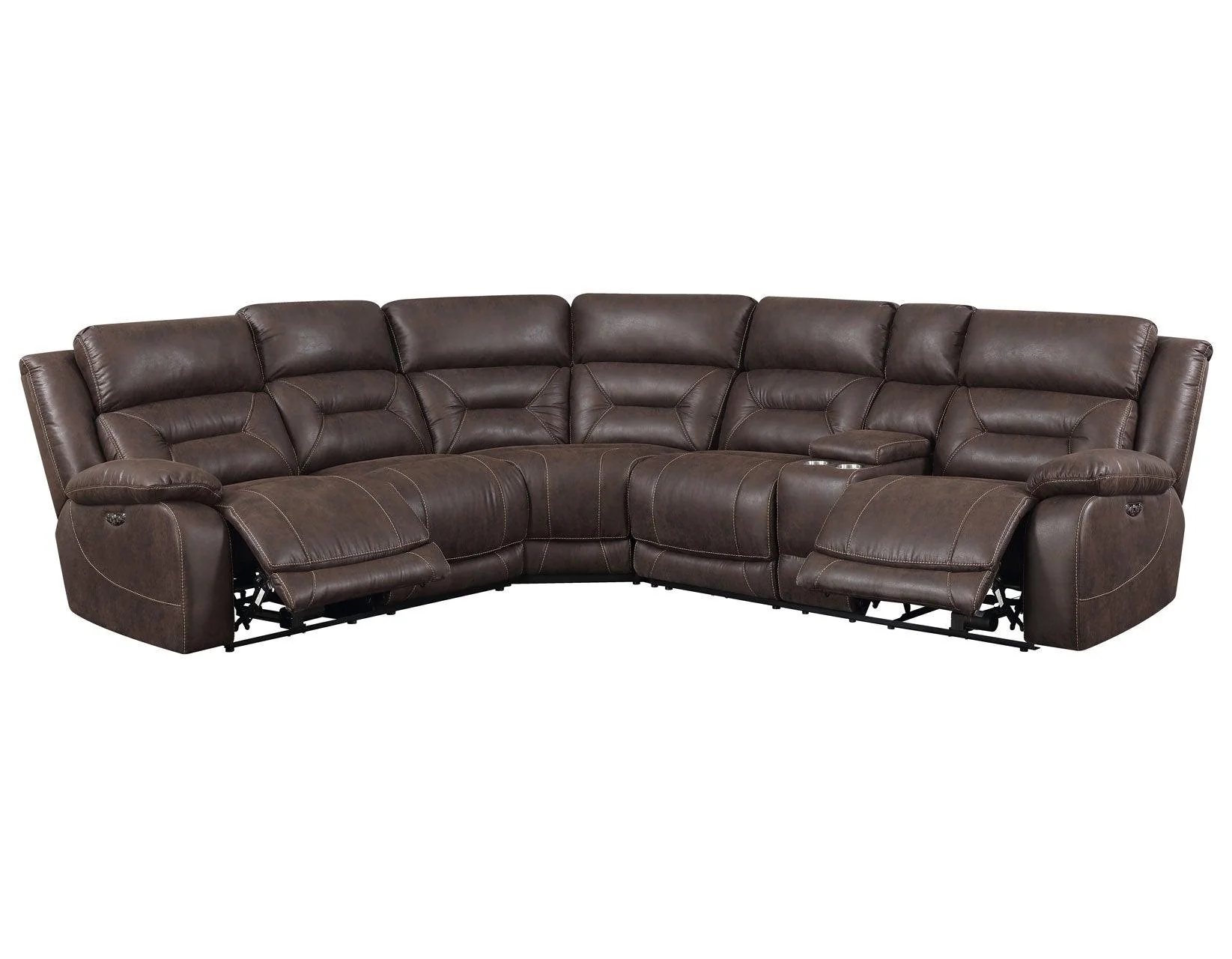 Aria Saddle Brown 3-Piece Dual-Power Reclining Sectional - Image 2