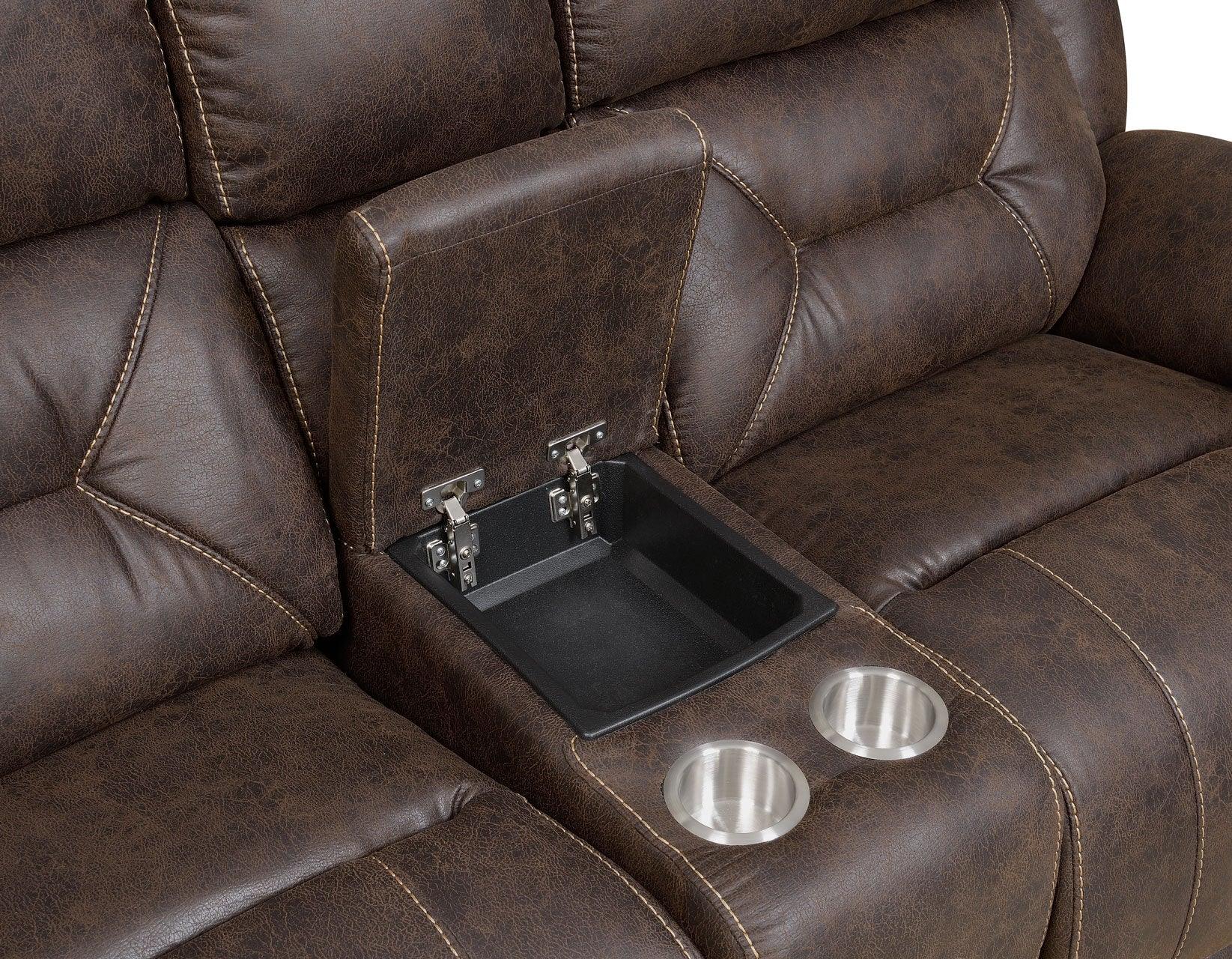 Aria Saddle Brown 3-Piece Dual-Power Reclining Sectional - Image 3