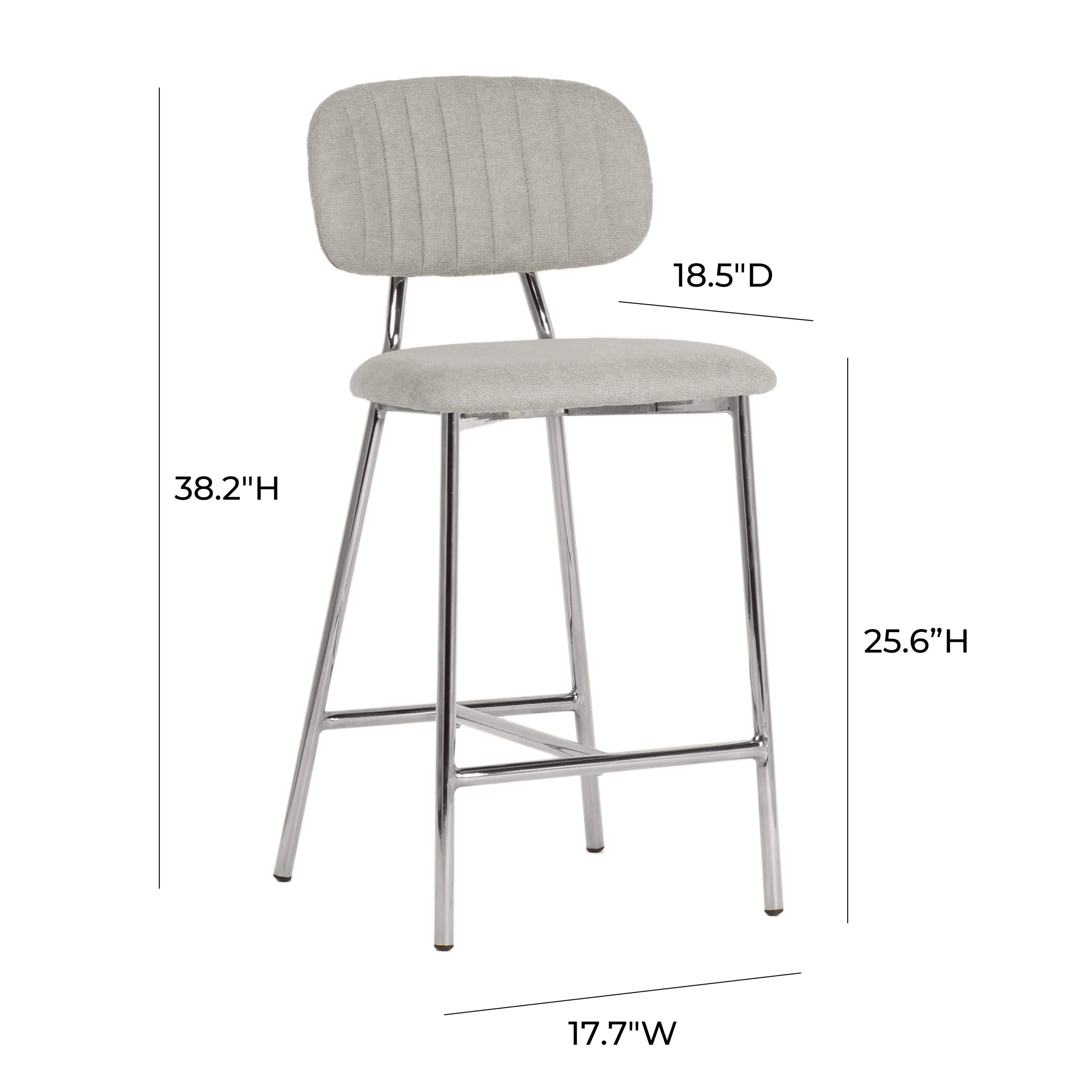 Ariana Grey Counter Stool with Silver Legs - Set of 2 - Image 9