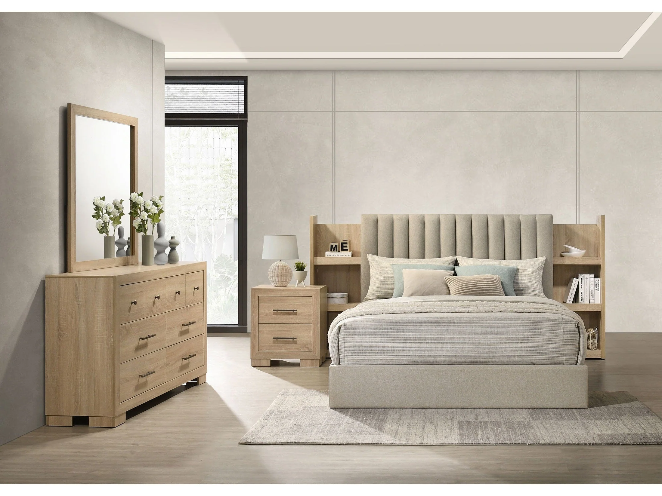 Arielle Light Oak 4-piece Queen Bedroom Set