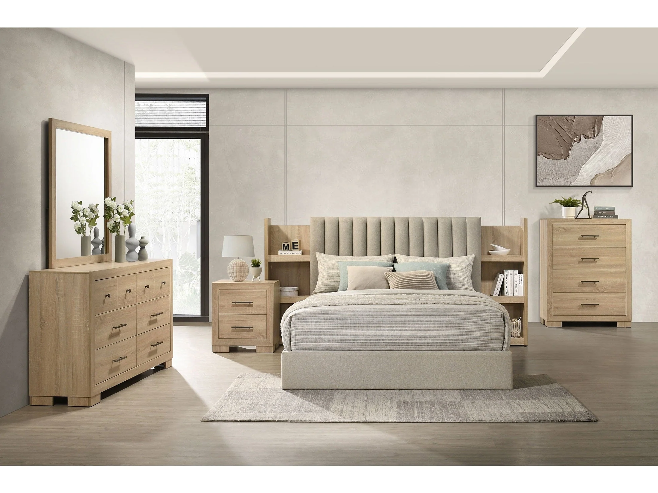 Arielle Light Oak 5-piece Queen Bedroom Set