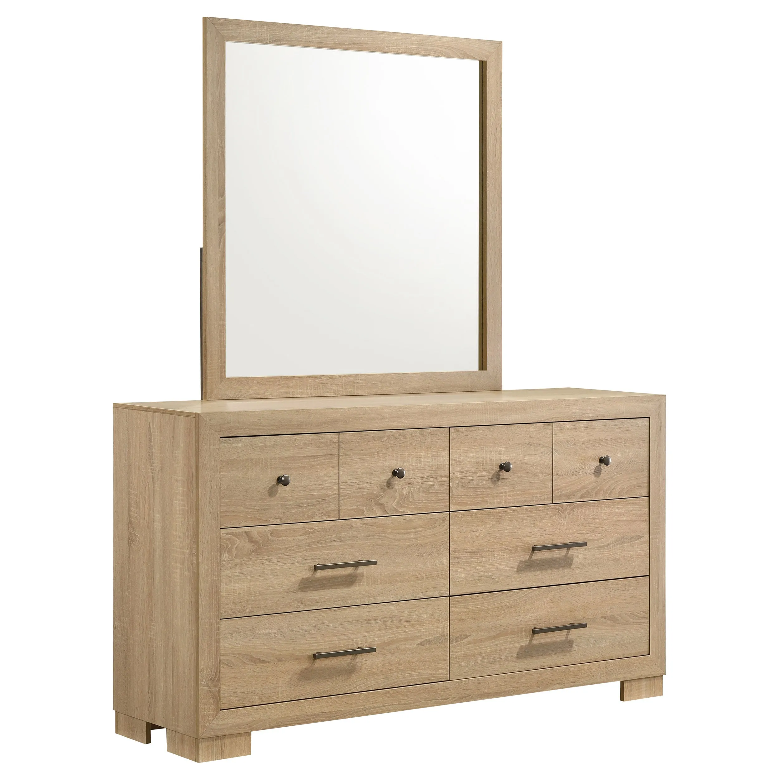 Arielle Light Oak 6-drawer Bedroom Dresser with Mirror - Image 2