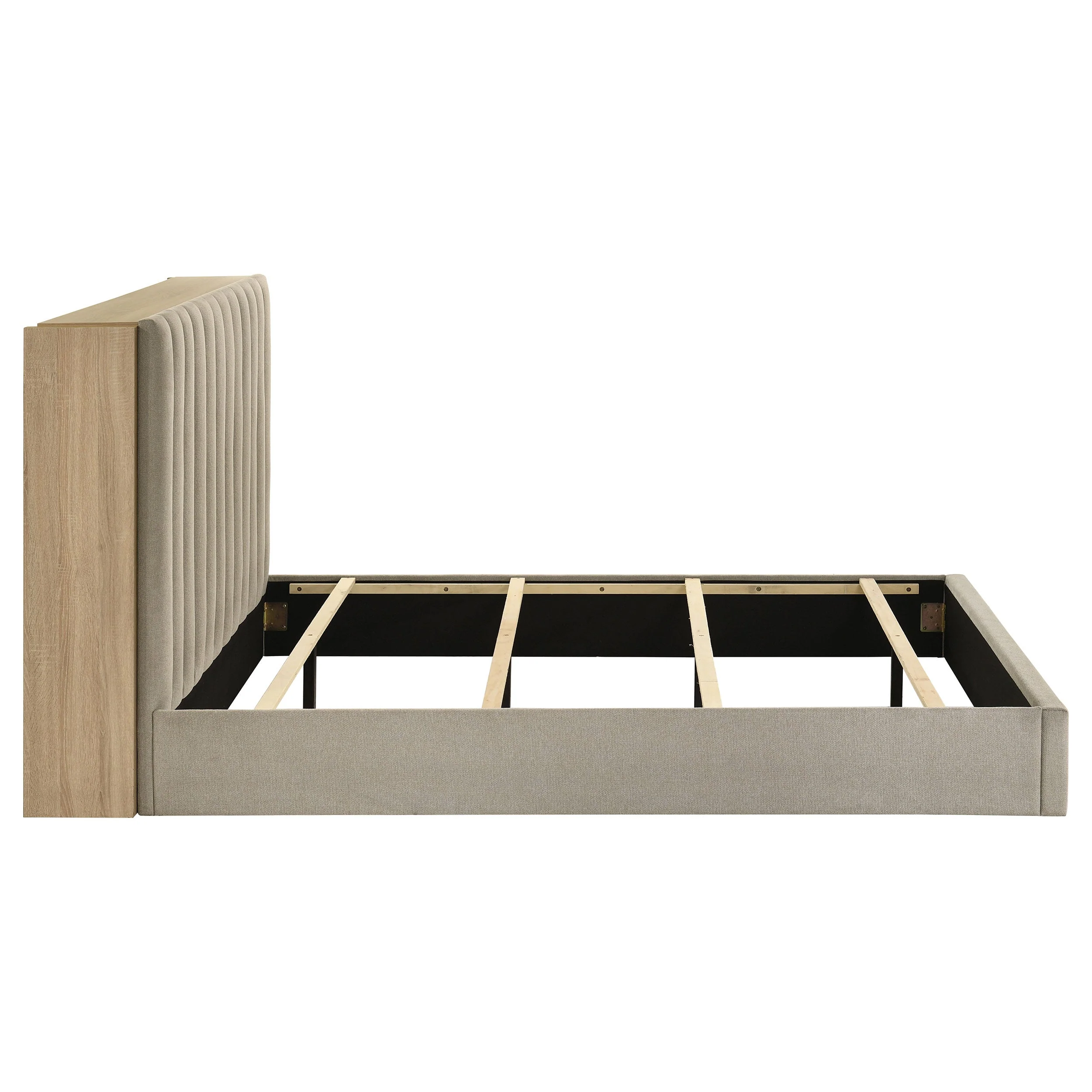 Arielle Light Oak Eastern King Bookcase Panel Storage Bed - Image 7