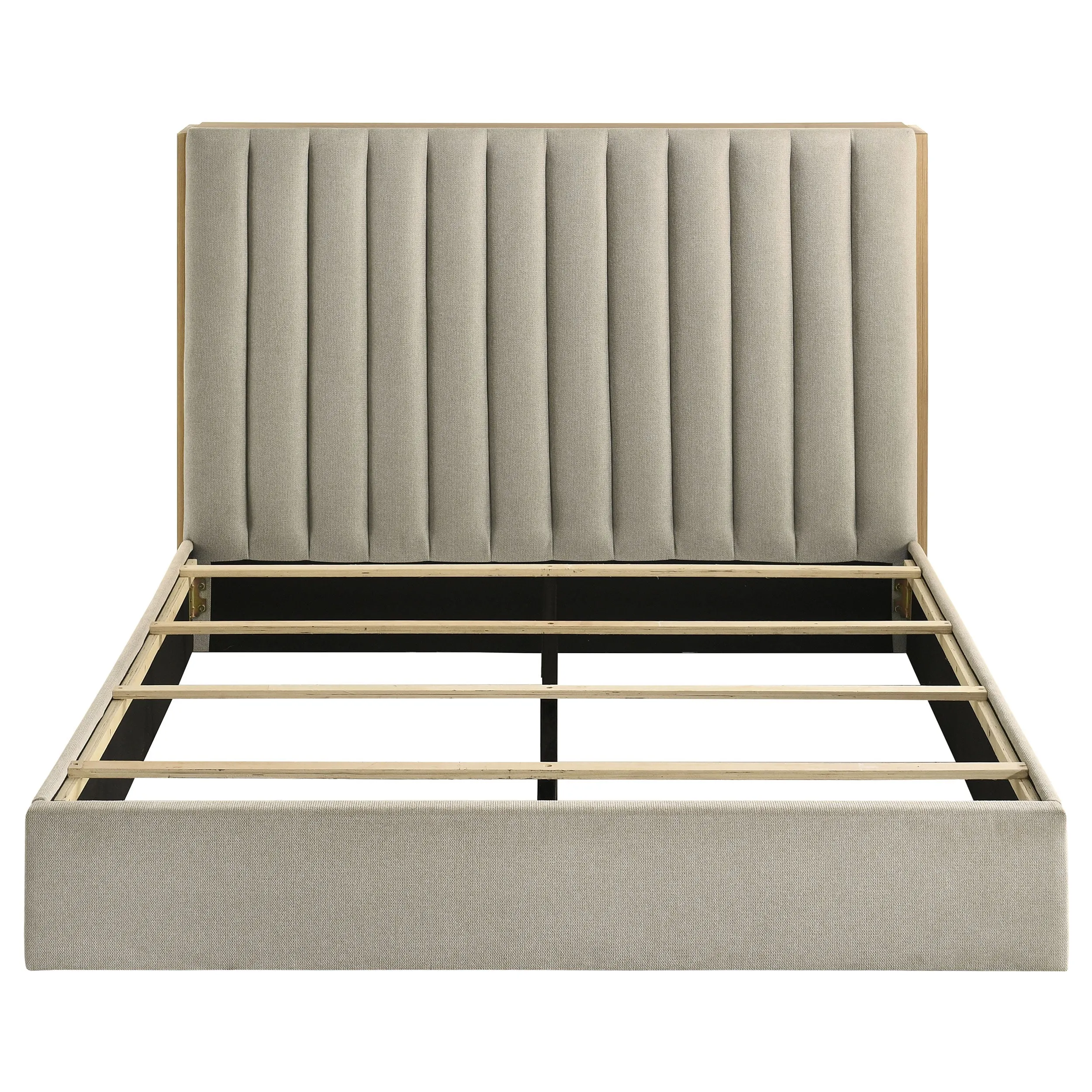 Arielle Light Oak Queen Bookcase Panel Storage Bed - Image 5