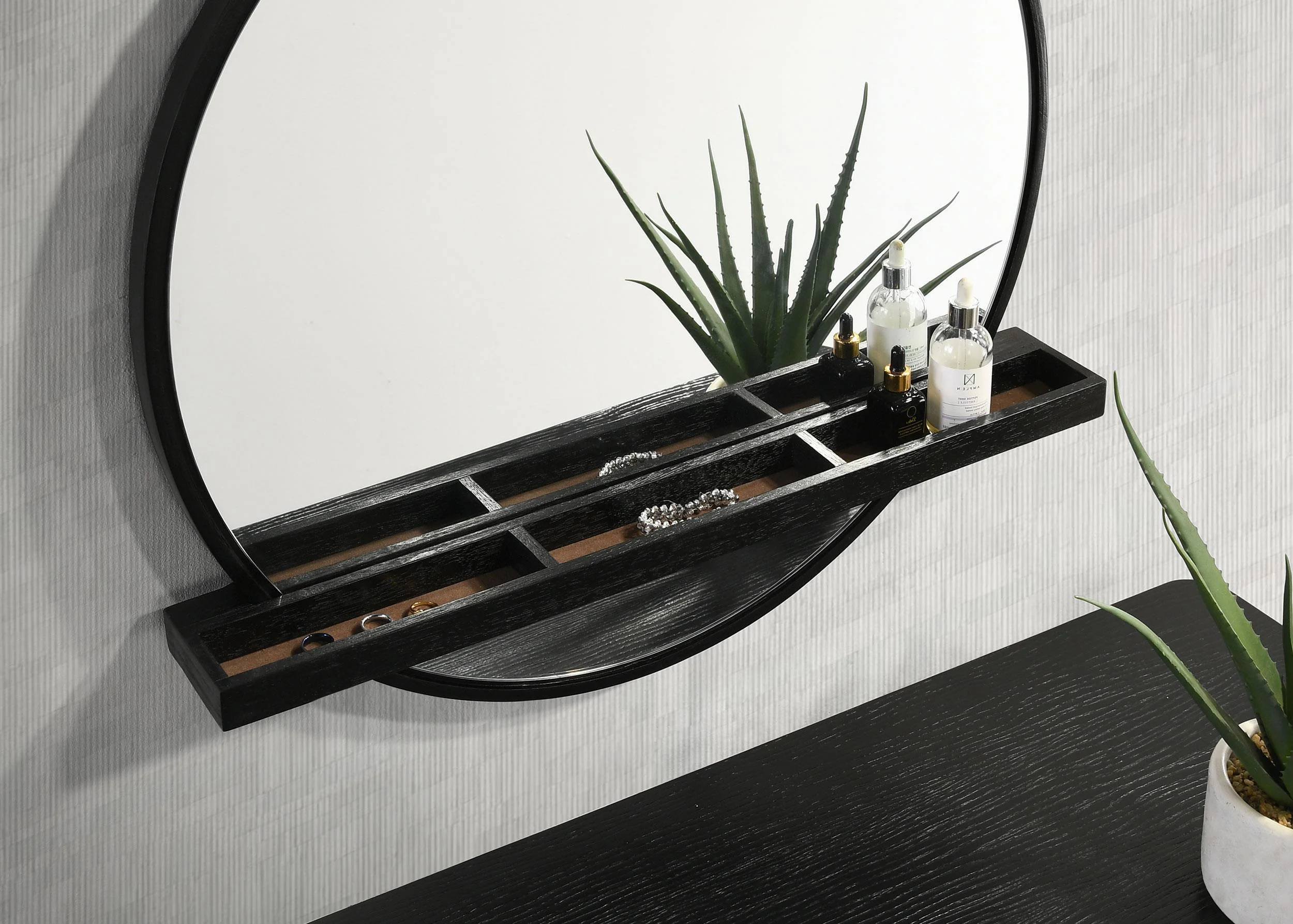 Arini Black 2-piece Makeup Vanity Table and Mirror Set - Image 7