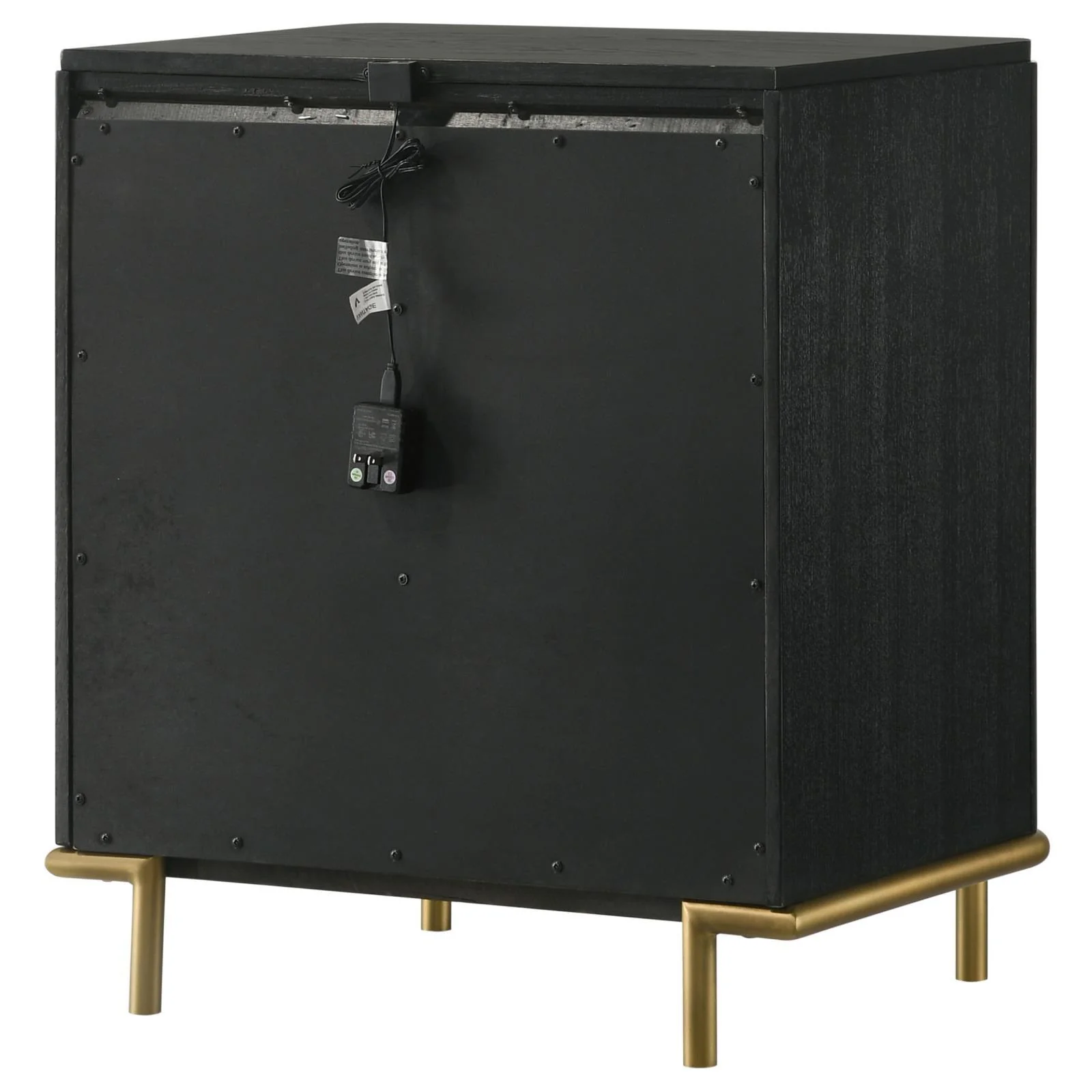 Arini Black 3-drawer Nightstand Bedside Table with USB Outlet - Image 7