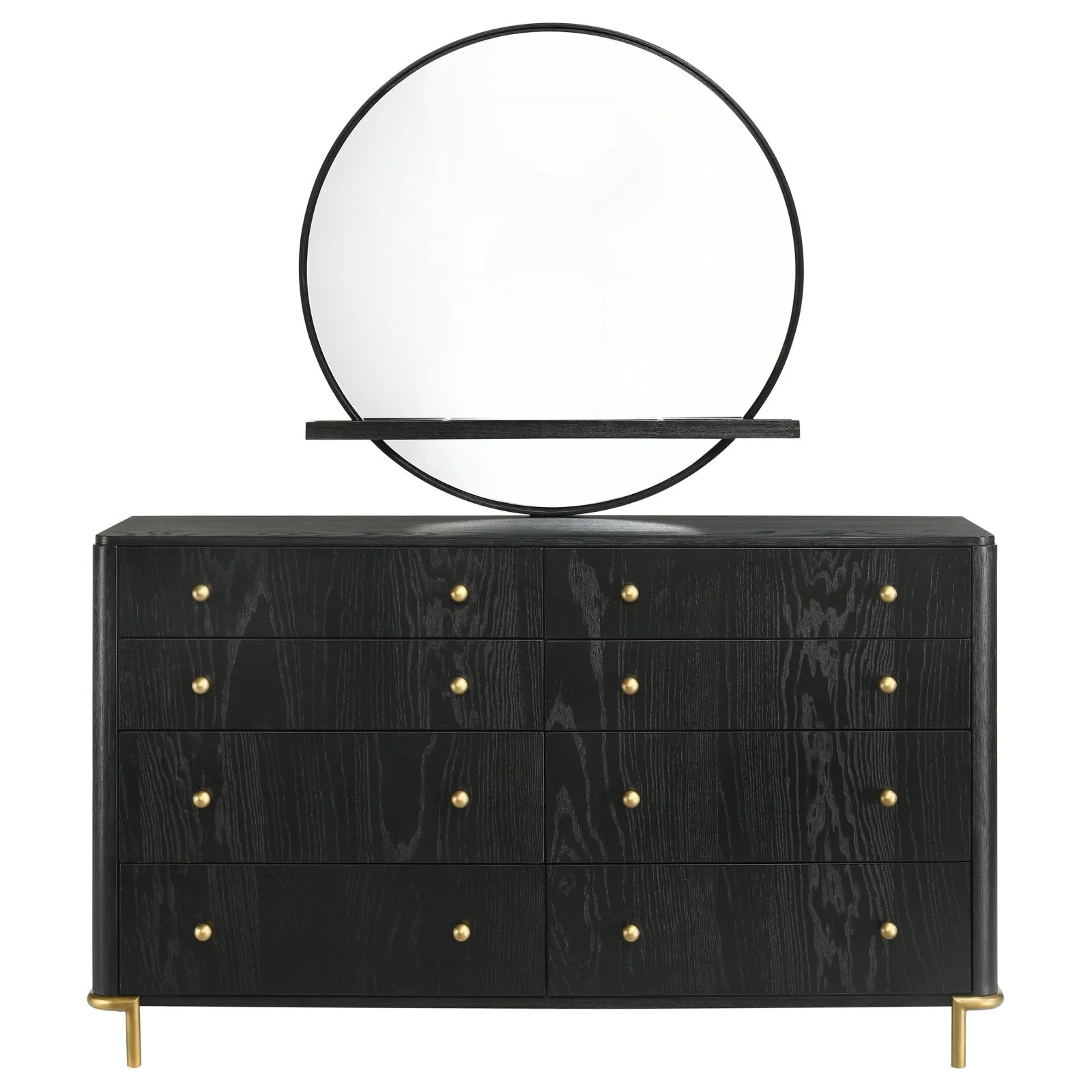 Arini Black 8-Drawer Bedroom Dresser with Mirror - Image 2