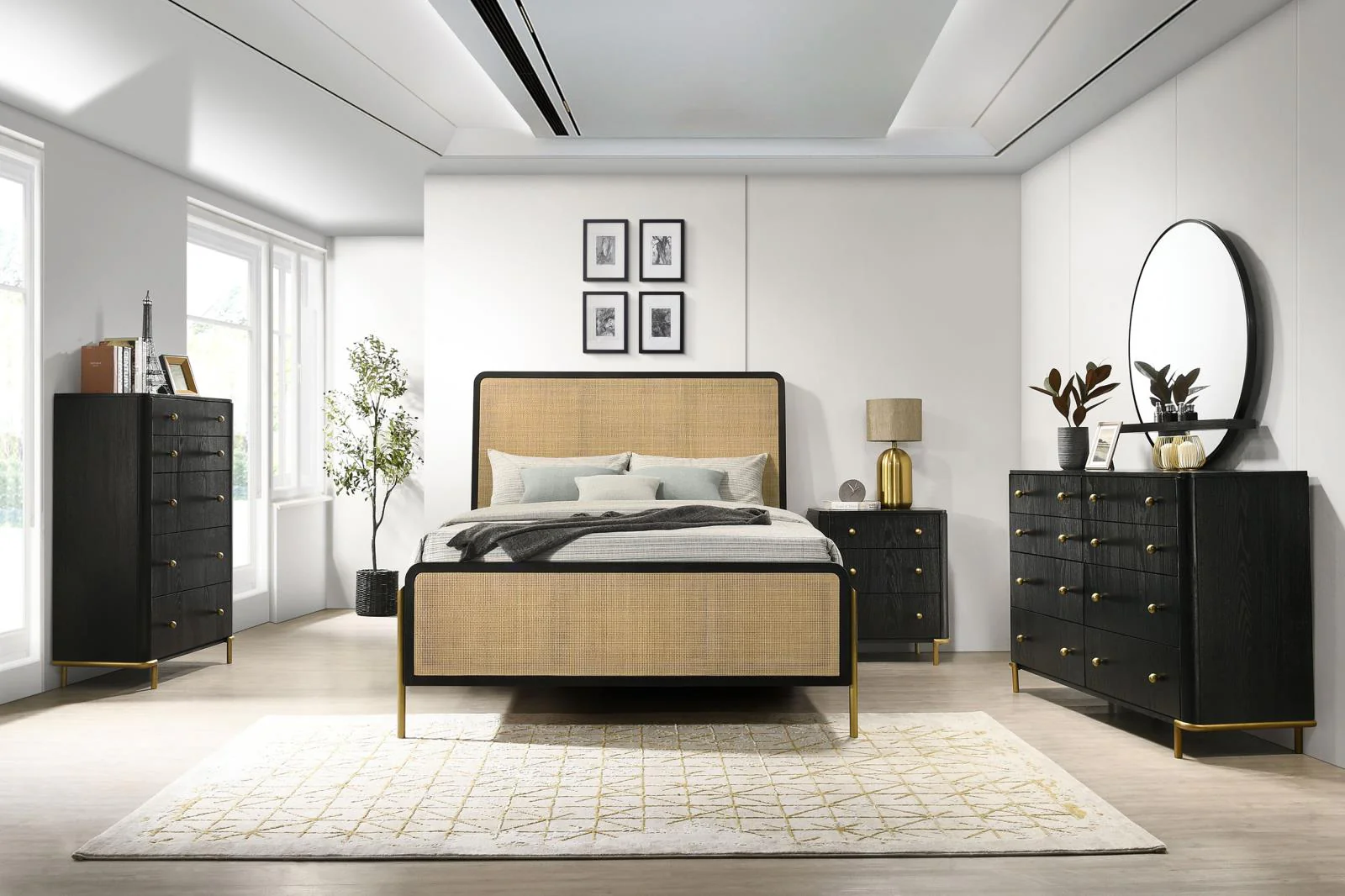 Arini Black 8-Drawer Bedroom Dresser with Mirror - Image 6