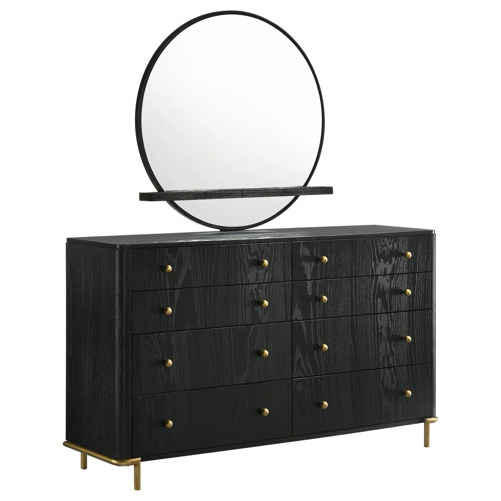 Arini Black 8-Drawer Bedroom Dresser with Mirror - Image 7
