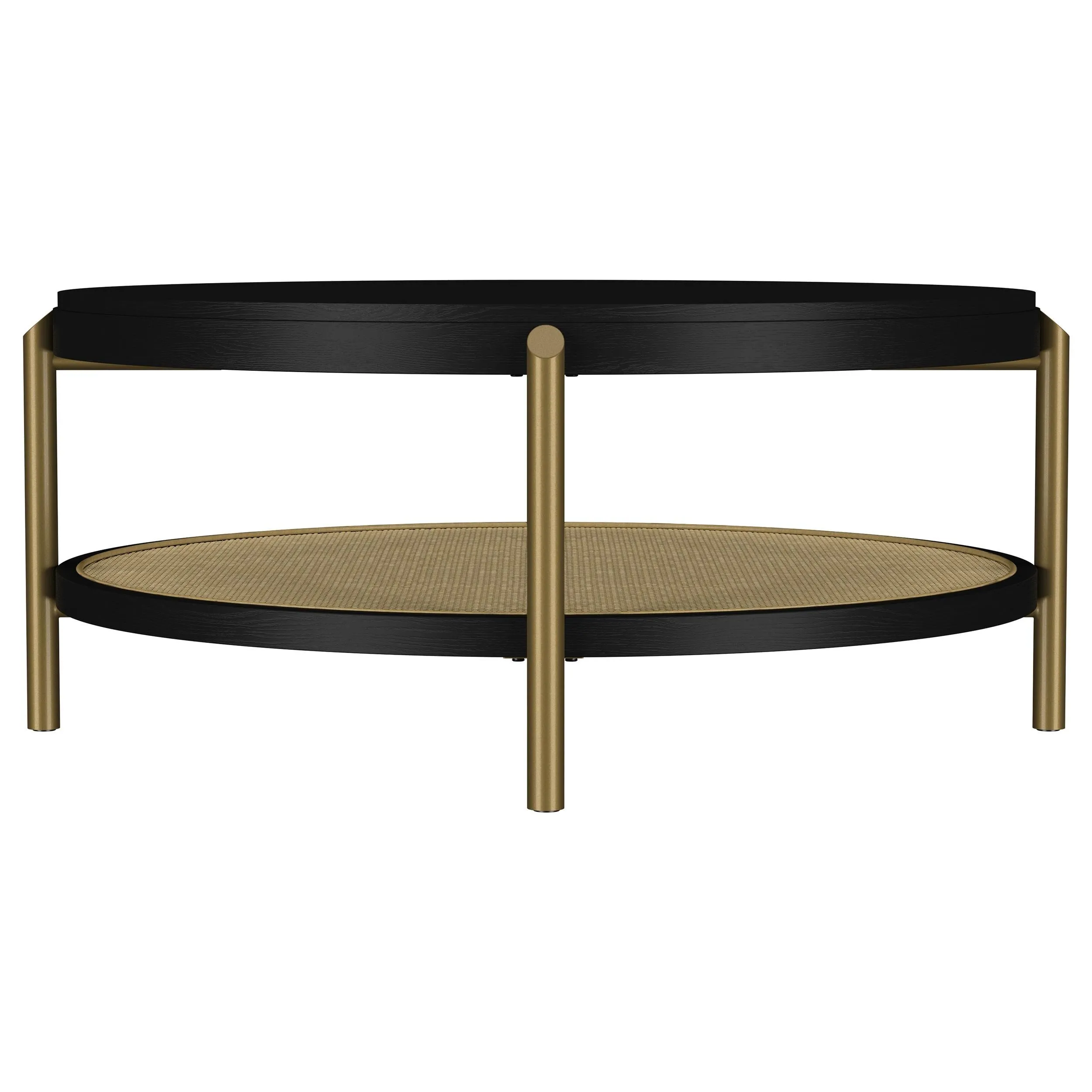 Arini Black Round Coffee Table With Storage Shelf - Image 4