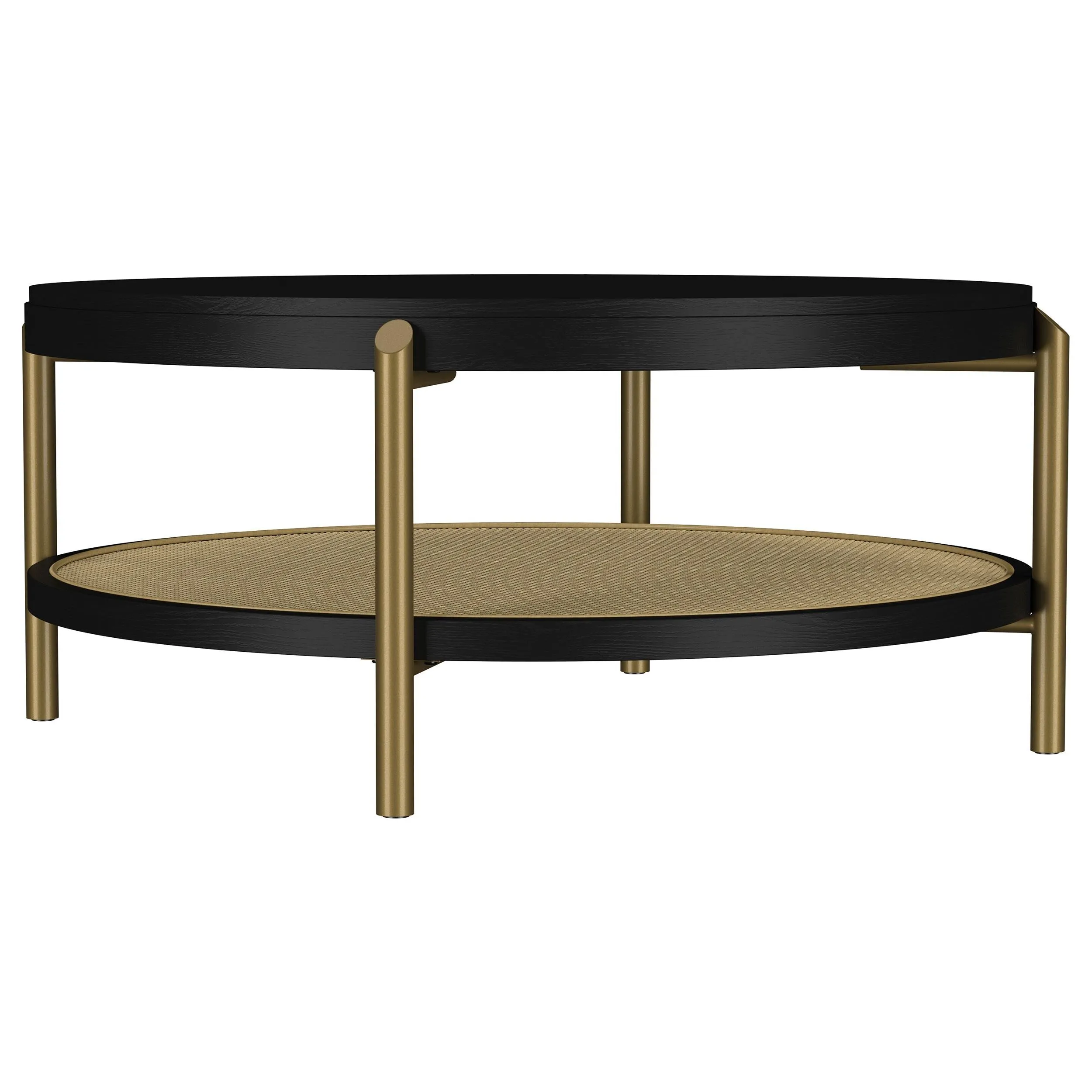 Arini Black Round Coffee Table With Storage Shelf - Image 5