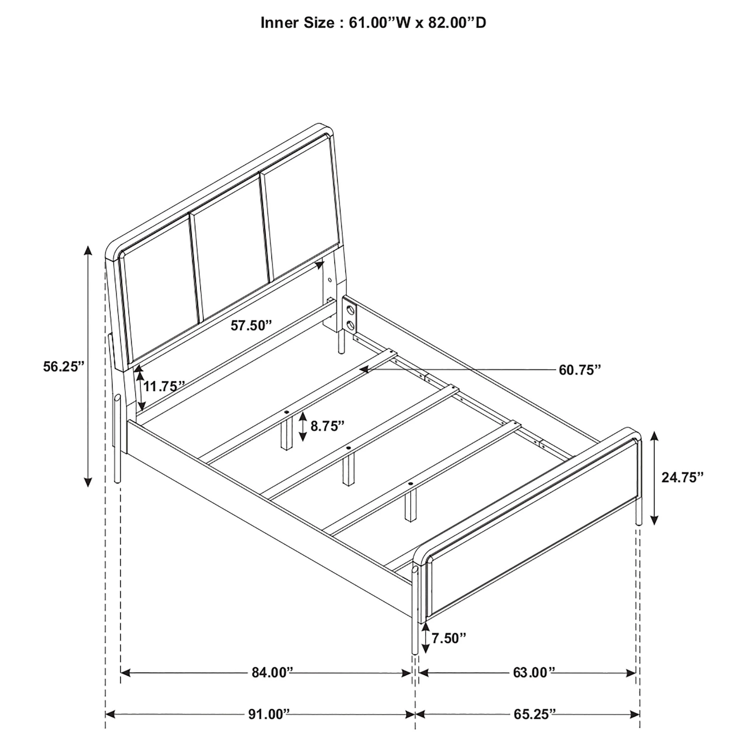 Arini Cream and Black Queen Panel Bed - Image 8